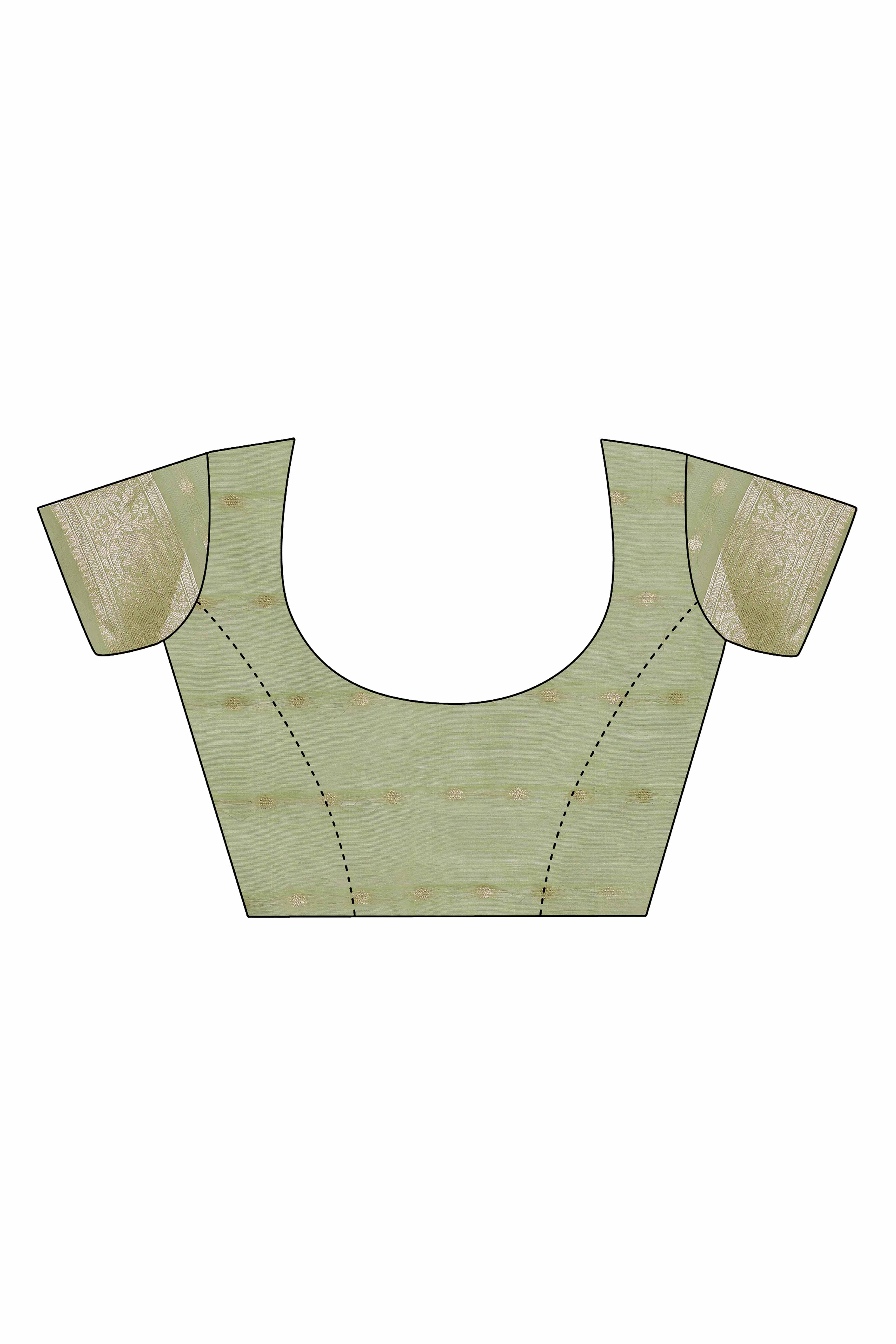 Light Green Brocade Woven Saree in Cotton Silk Blend with Zari Detailing