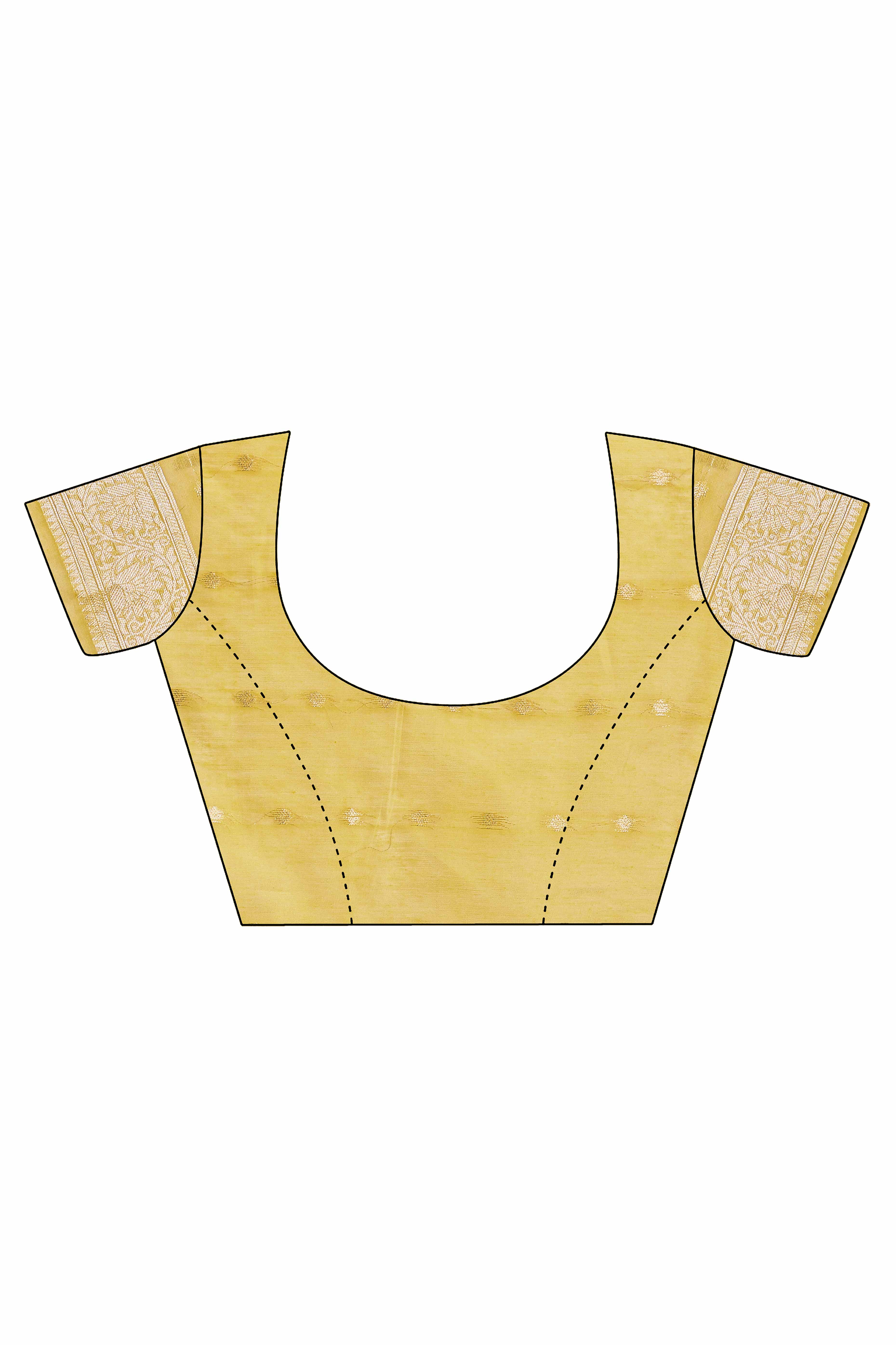 Yellow Brocade Woven Saree in Cotton Silk Blend with Zari Detailing