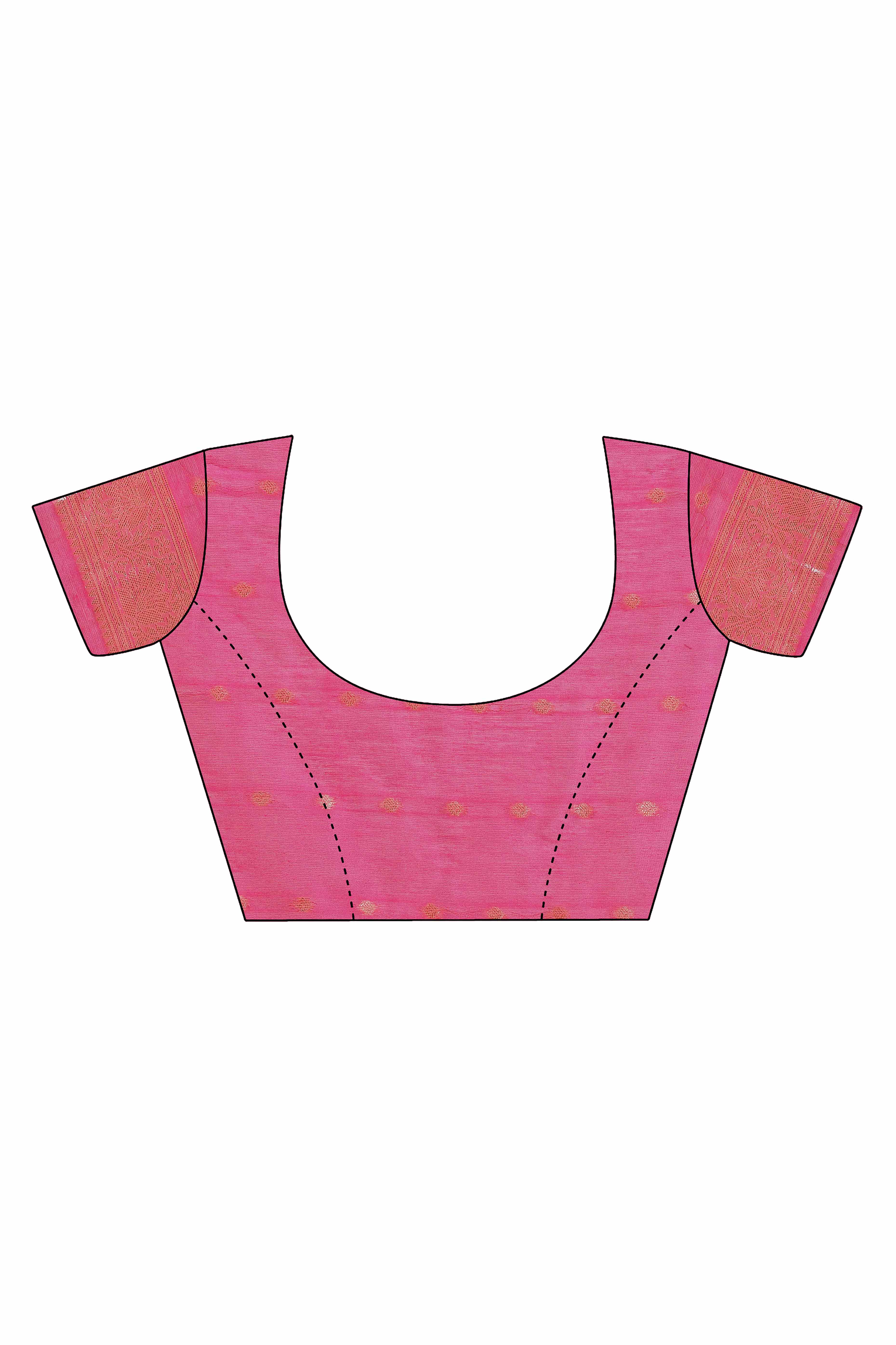 Pink Brocade Woven Saree in Cotton Silk Blend with Zari Detailing