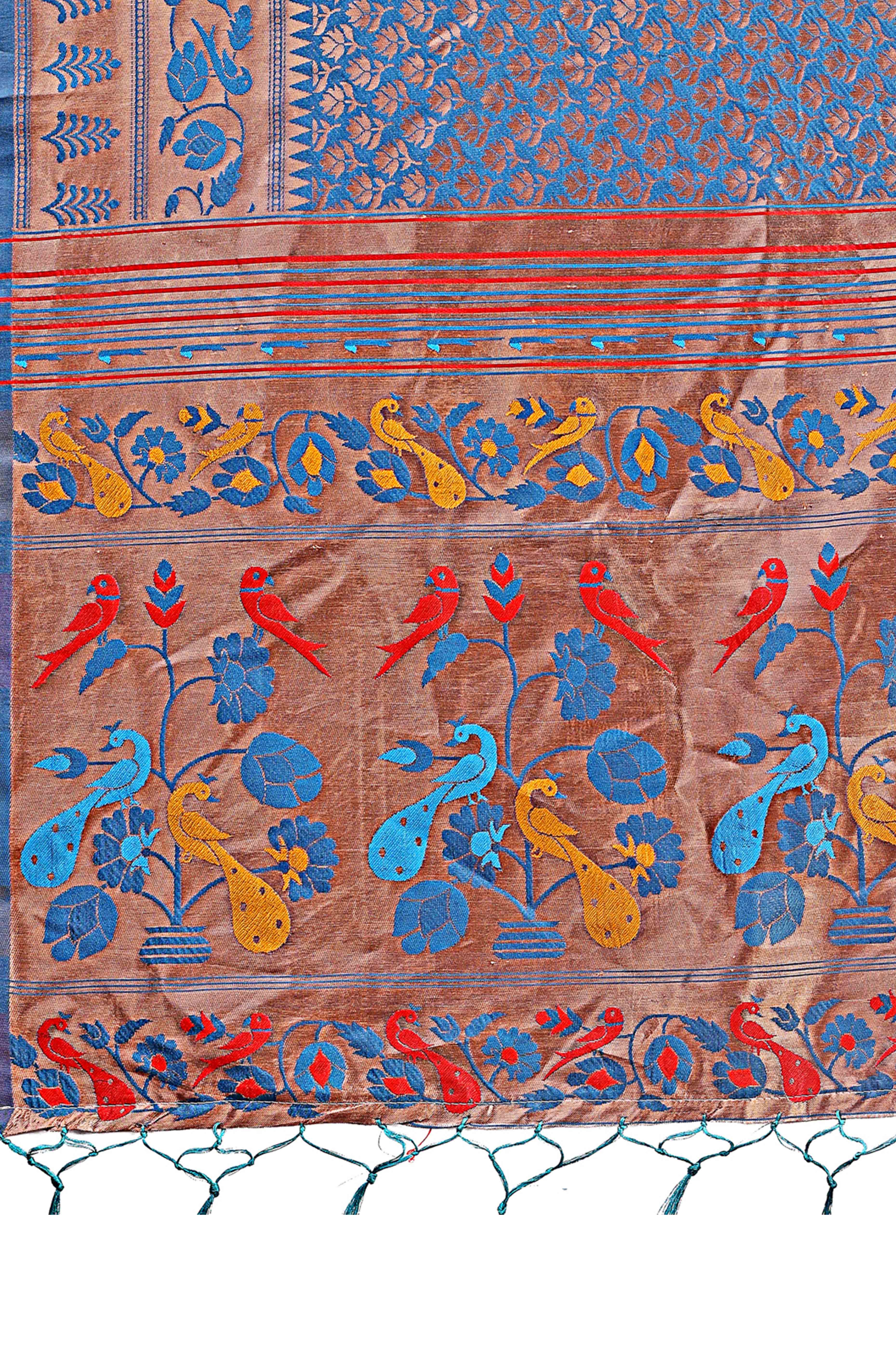 Blue Silk Banarasi Saree with Stunning Zari Woven Brocade Patterns