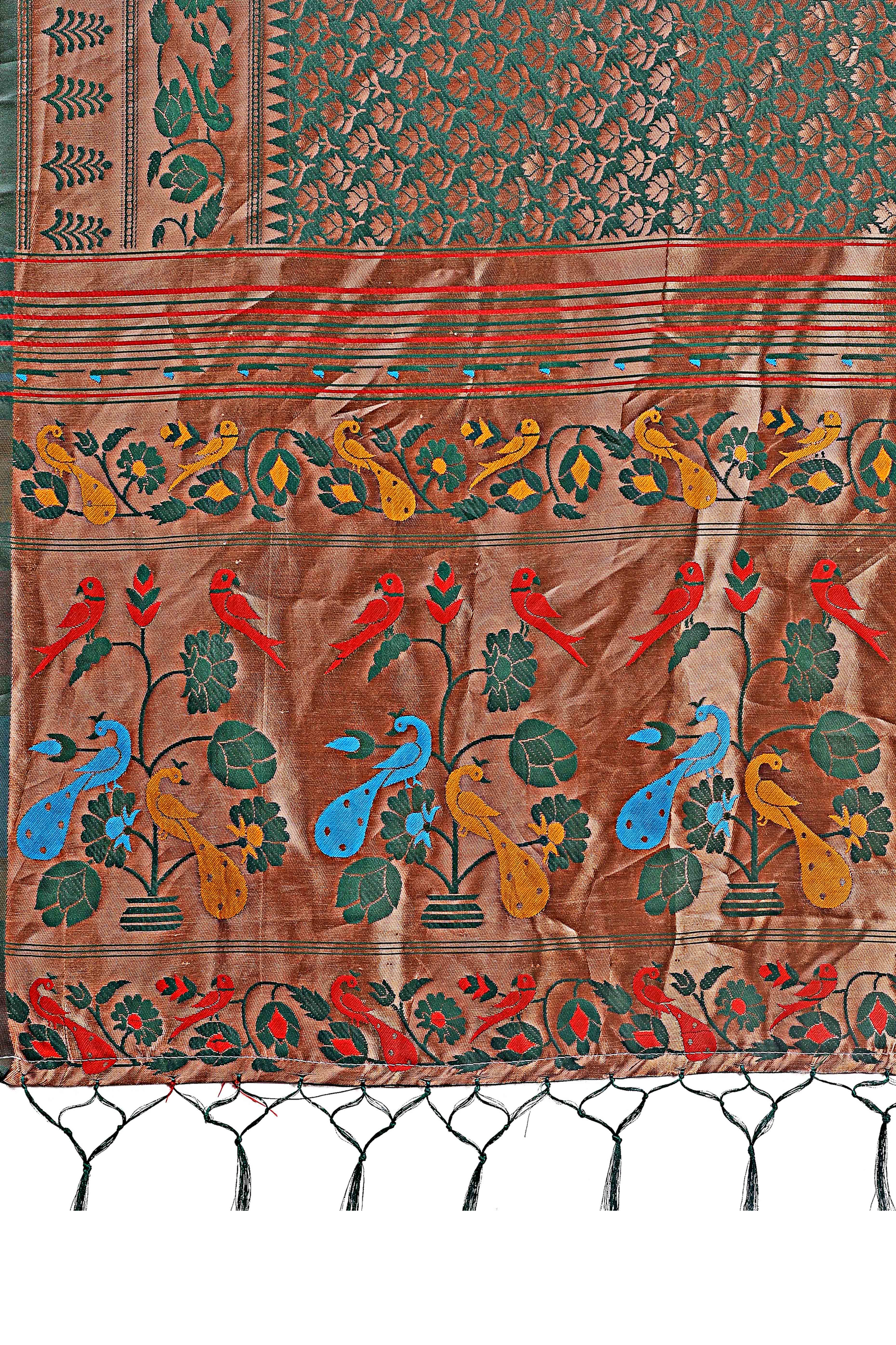 Green Silk Banarasi Saree with Stunning Zari Woven Brocade Patterns