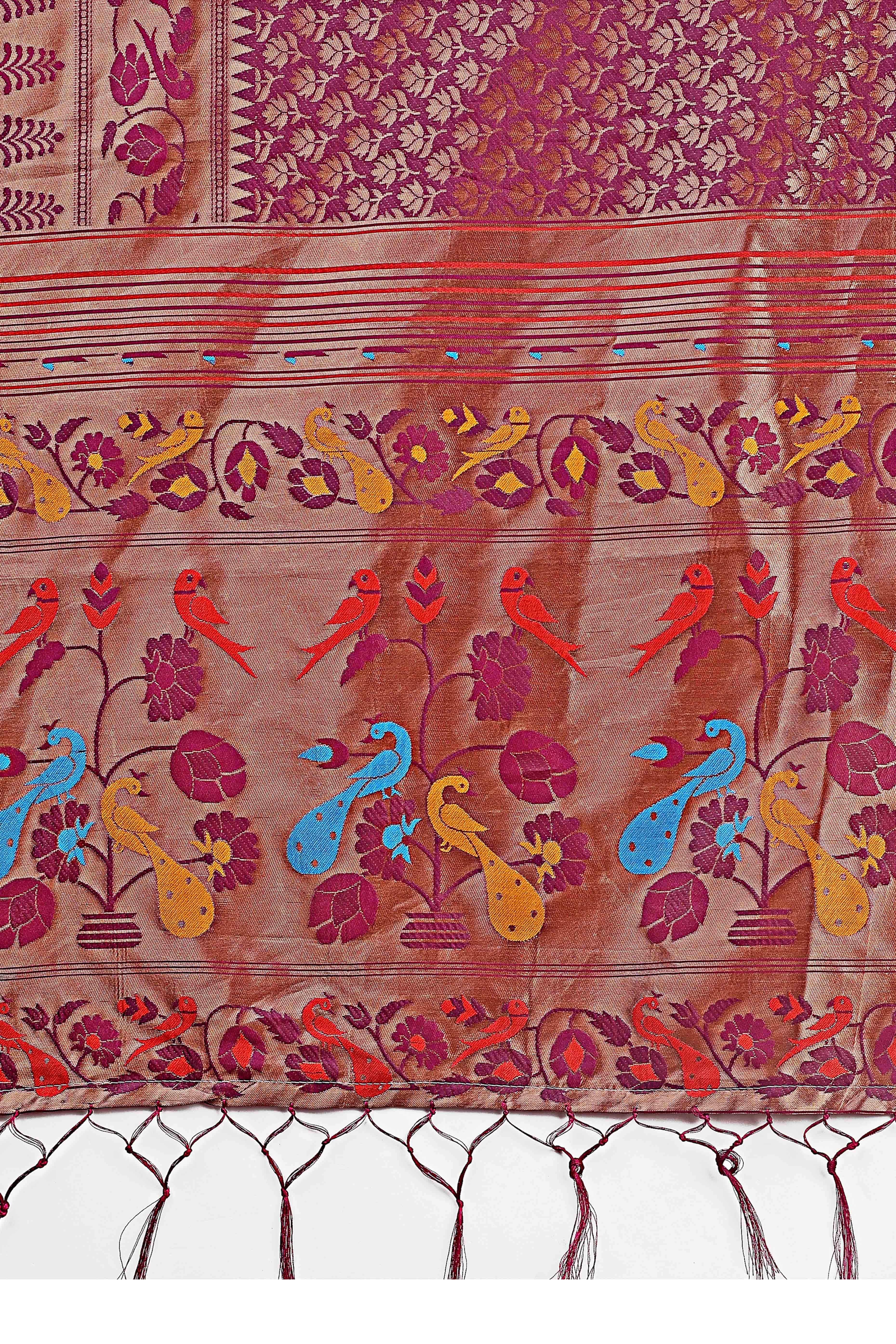 Magenta Silk Banarasi Saree with Stunning Zari Woven Brocade Patterns