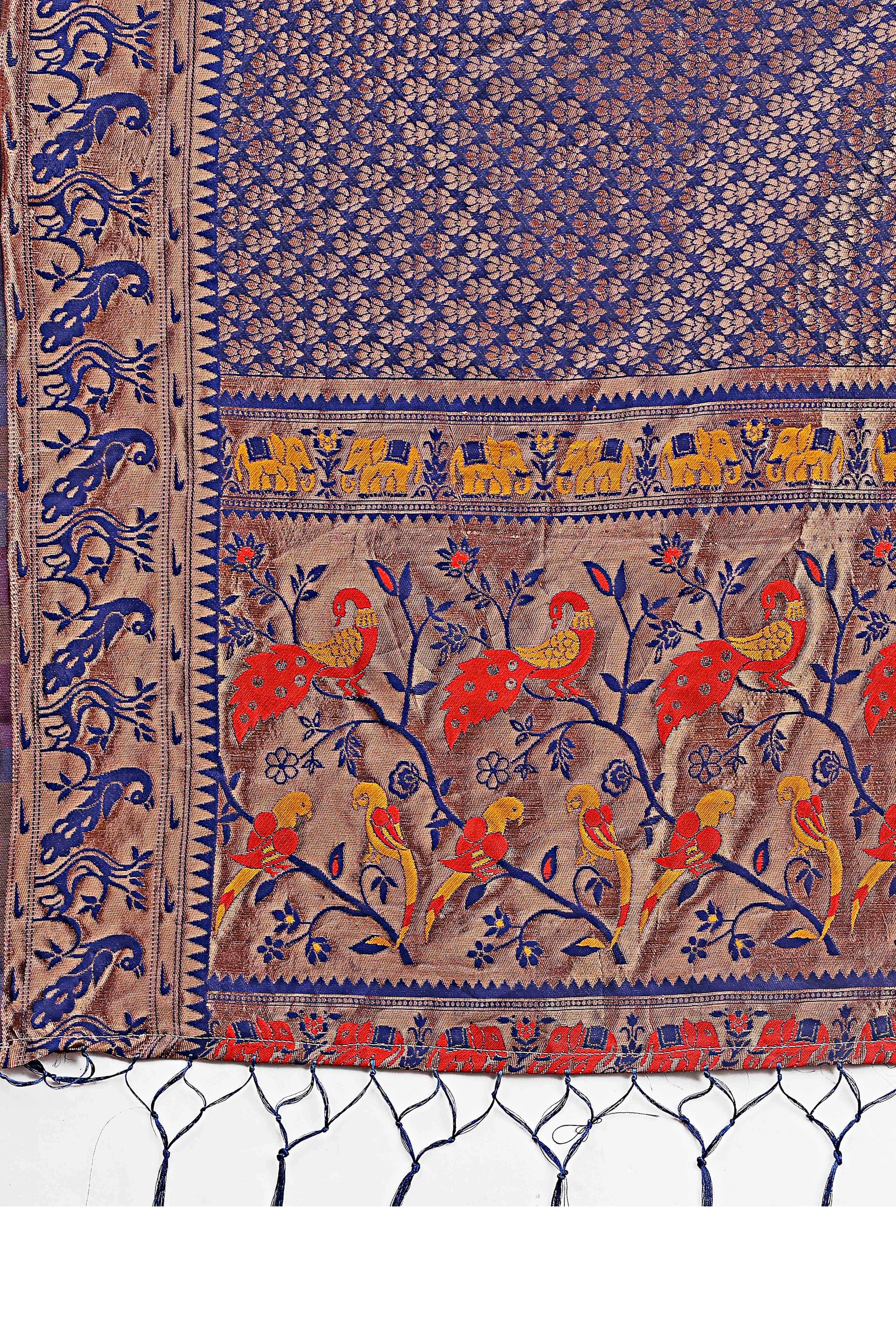 Navy Blue Saree in Banarasi Silk with Luxurious Zari Brocade Weaving