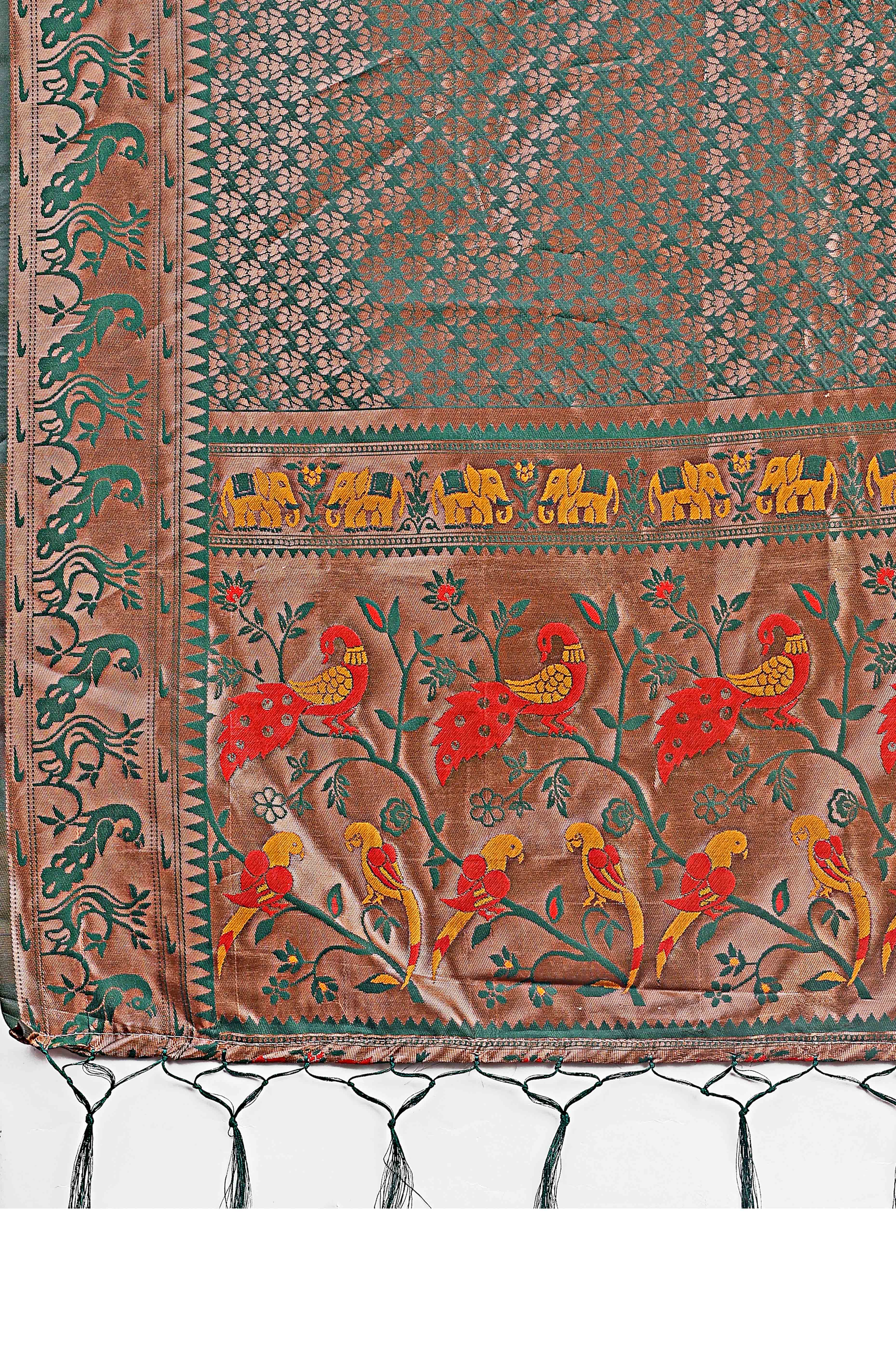 Green Saree in Banarasi Silk with Luxurious Zari Brocade Weaving