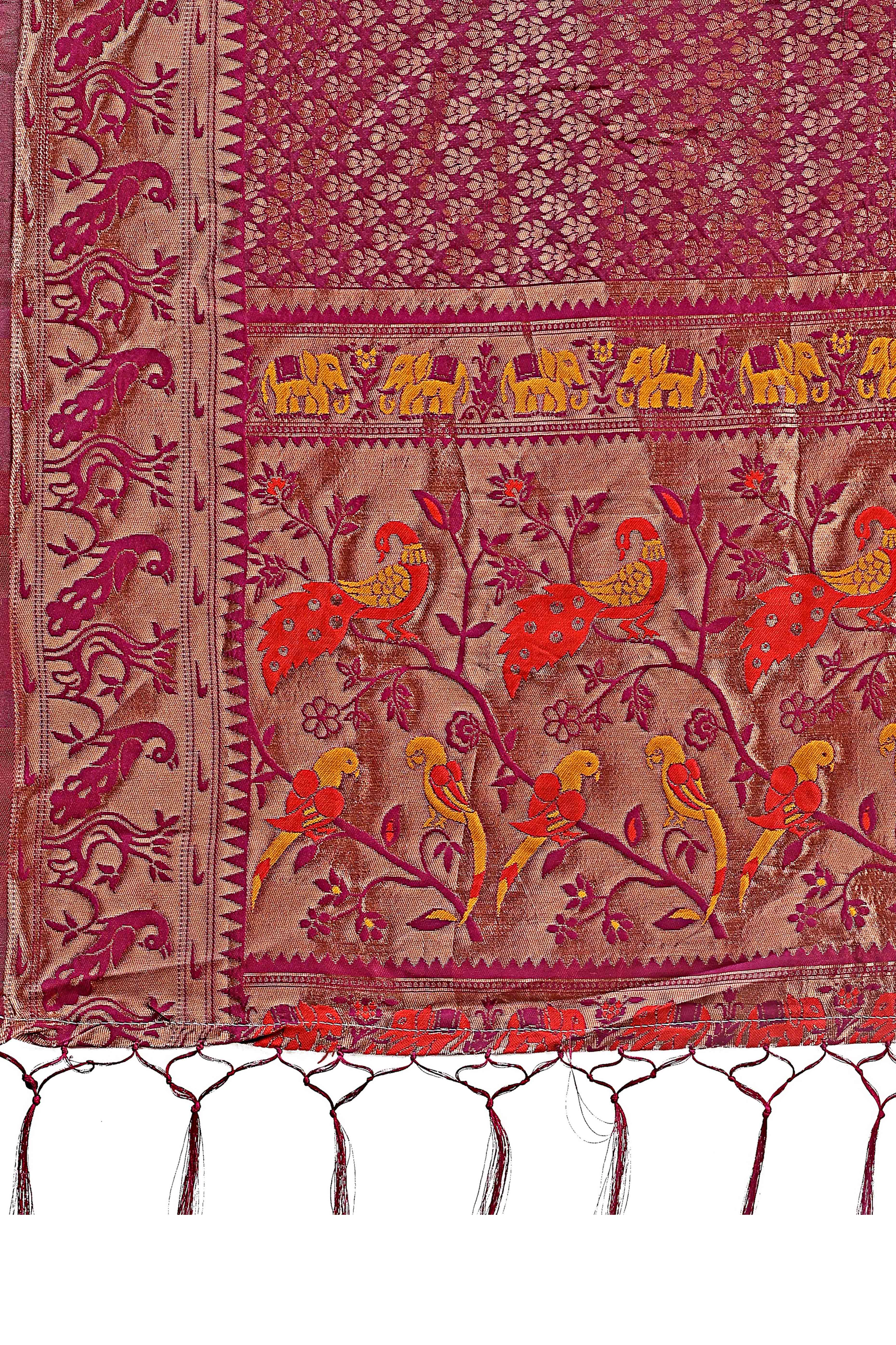 Magenta Saree in Banarasi Silk with Luxurious Zari Brocade Weaving