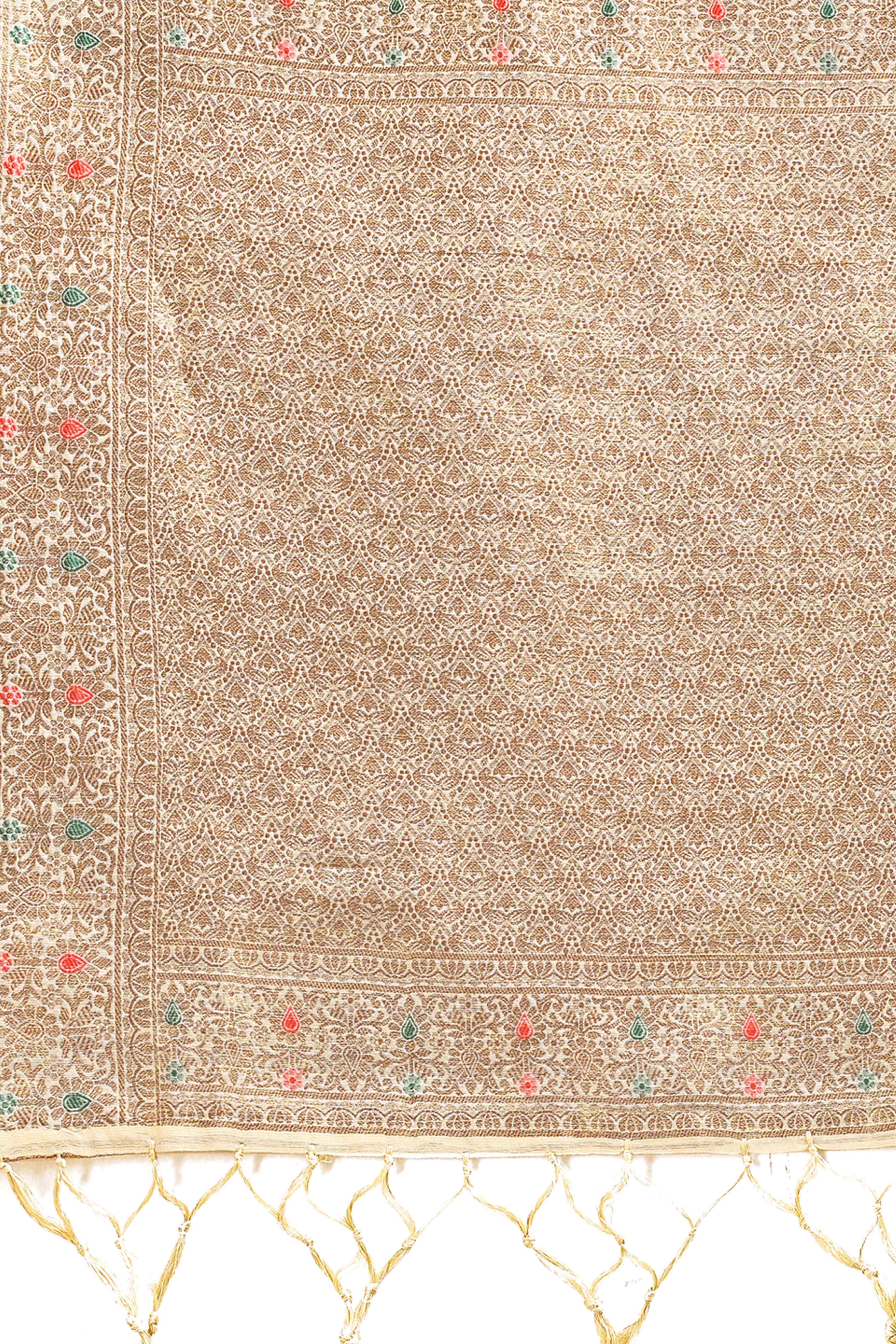 Cream Saree in Cotton Silk with Heritage Inspired Zari Woven Accents