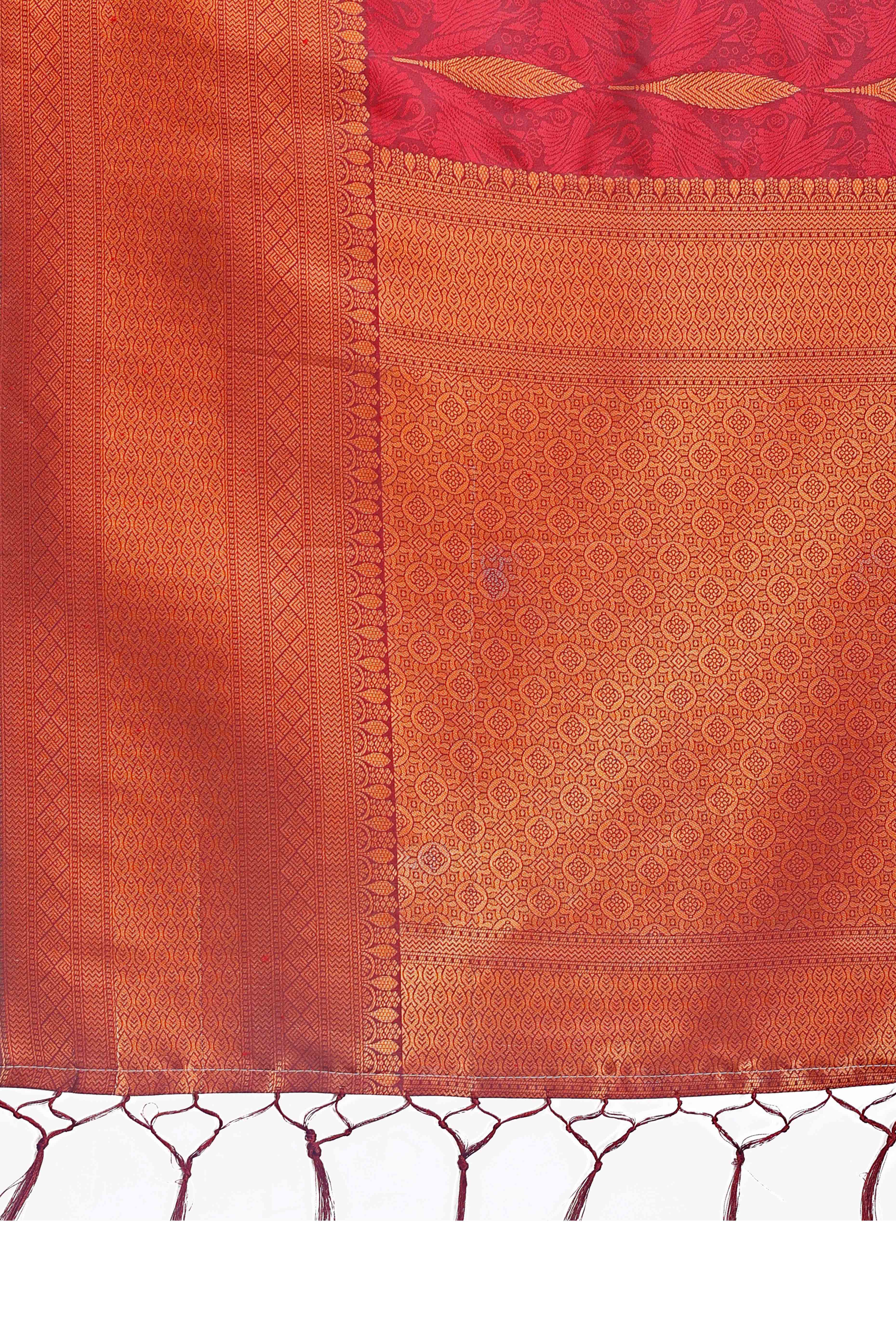 Maroon Zari Woven Banarasi Silk Saree With Timeless Tassel Border