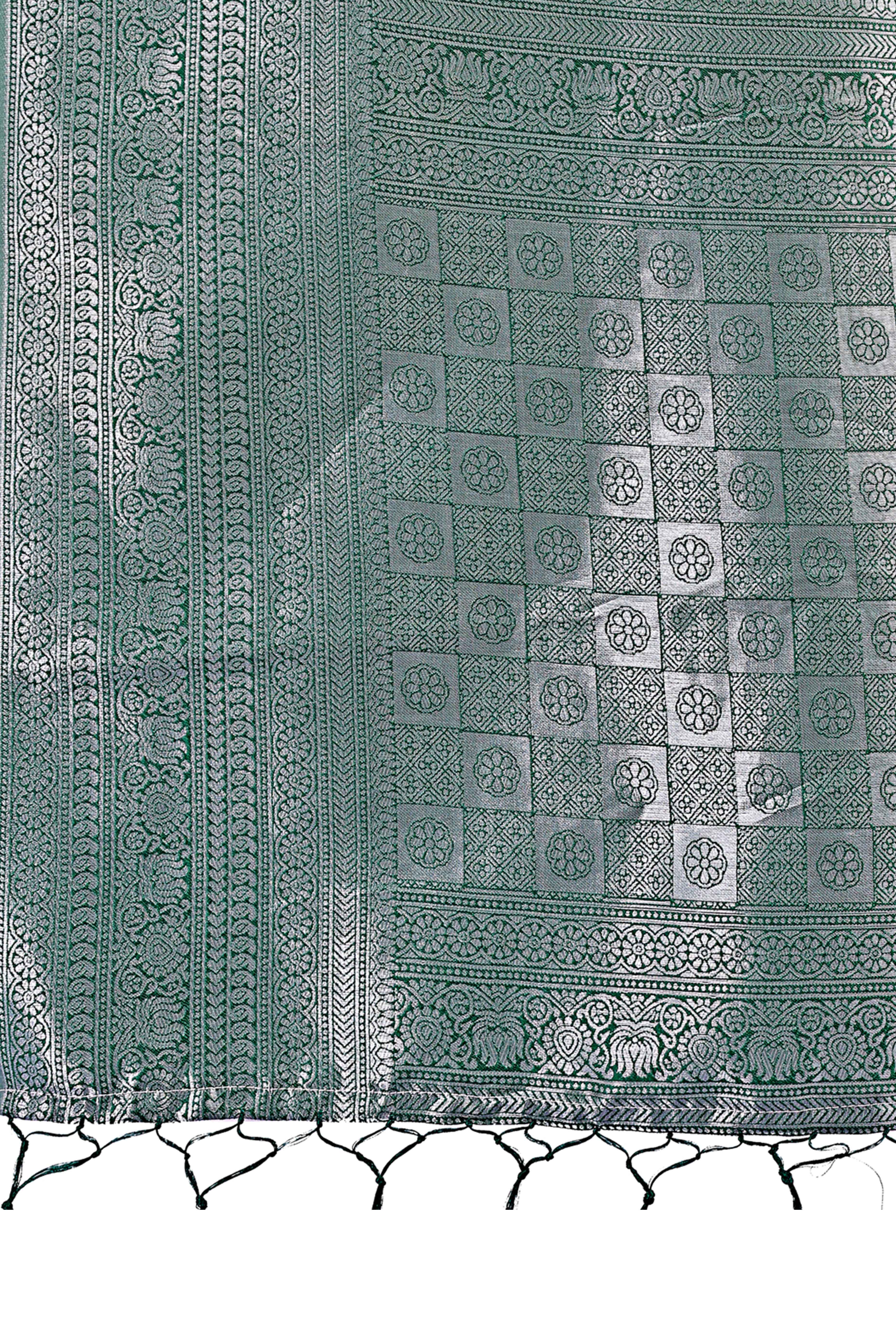 Cream Banarasi Weave in Checked Design with Lustrous Zari Embellishments