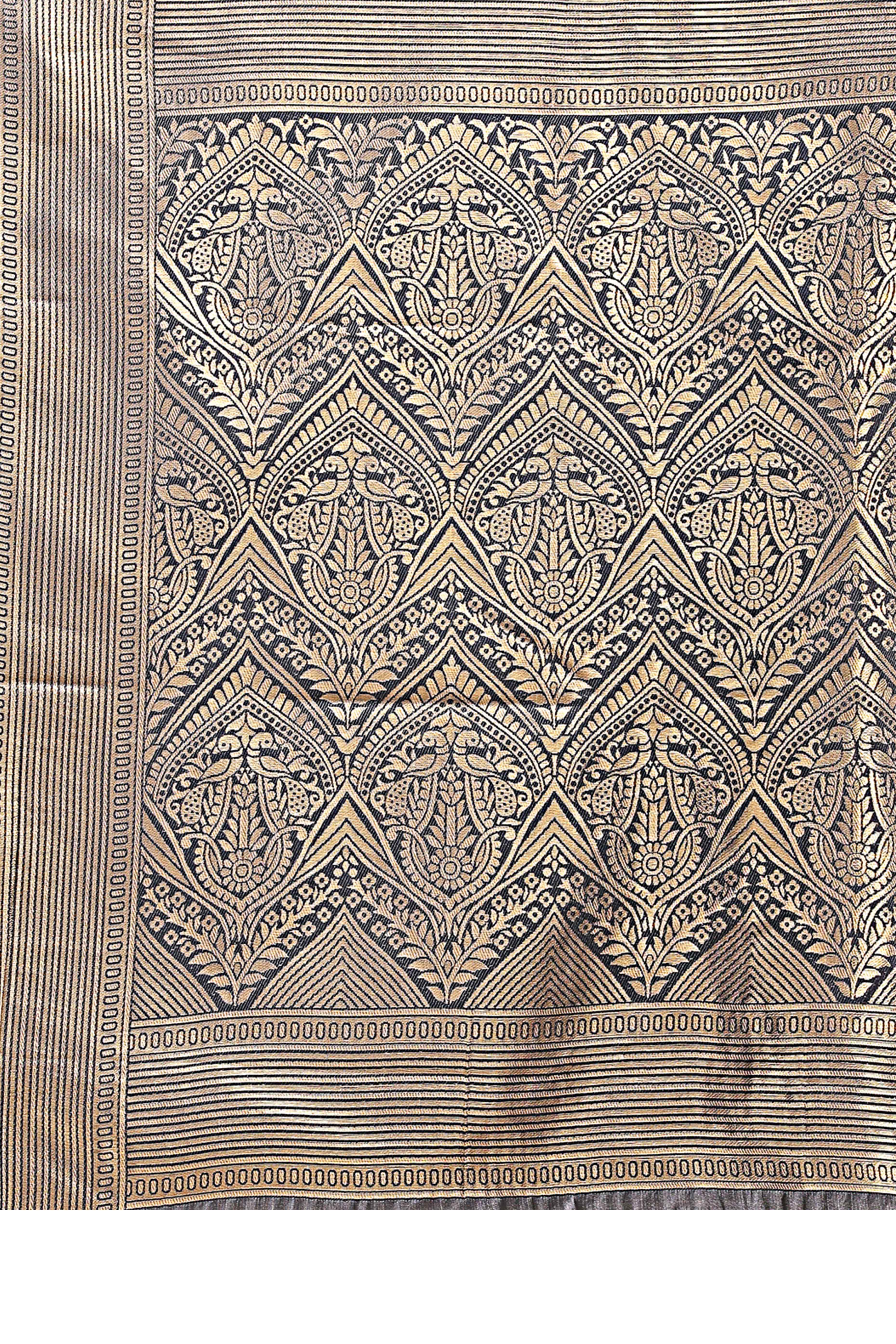 Grey Zari Woven Banarasi Silk Saree with Luxurious Detailing