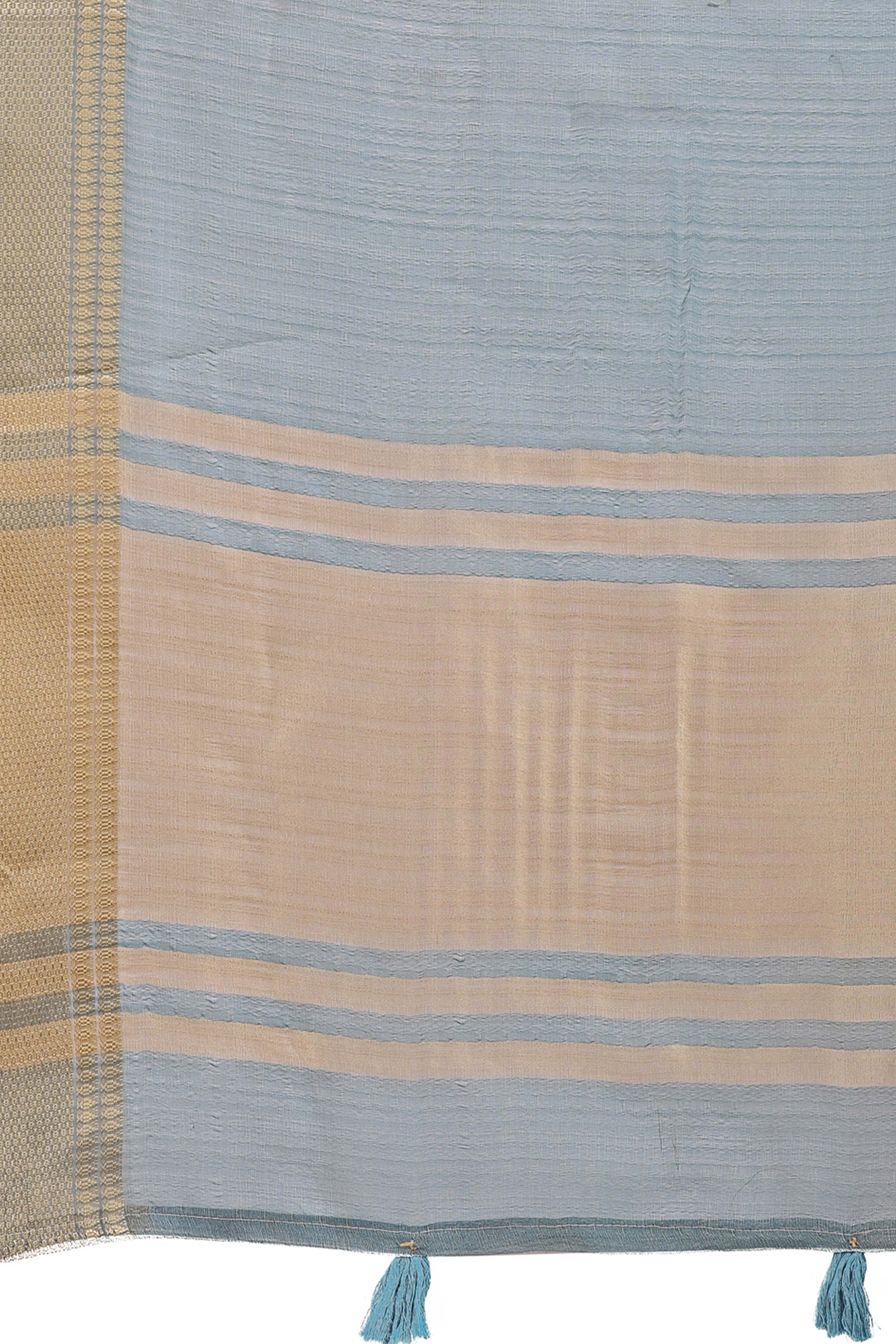 Soft Sea Green Organza Saree with Detailed Zari Woven Edging