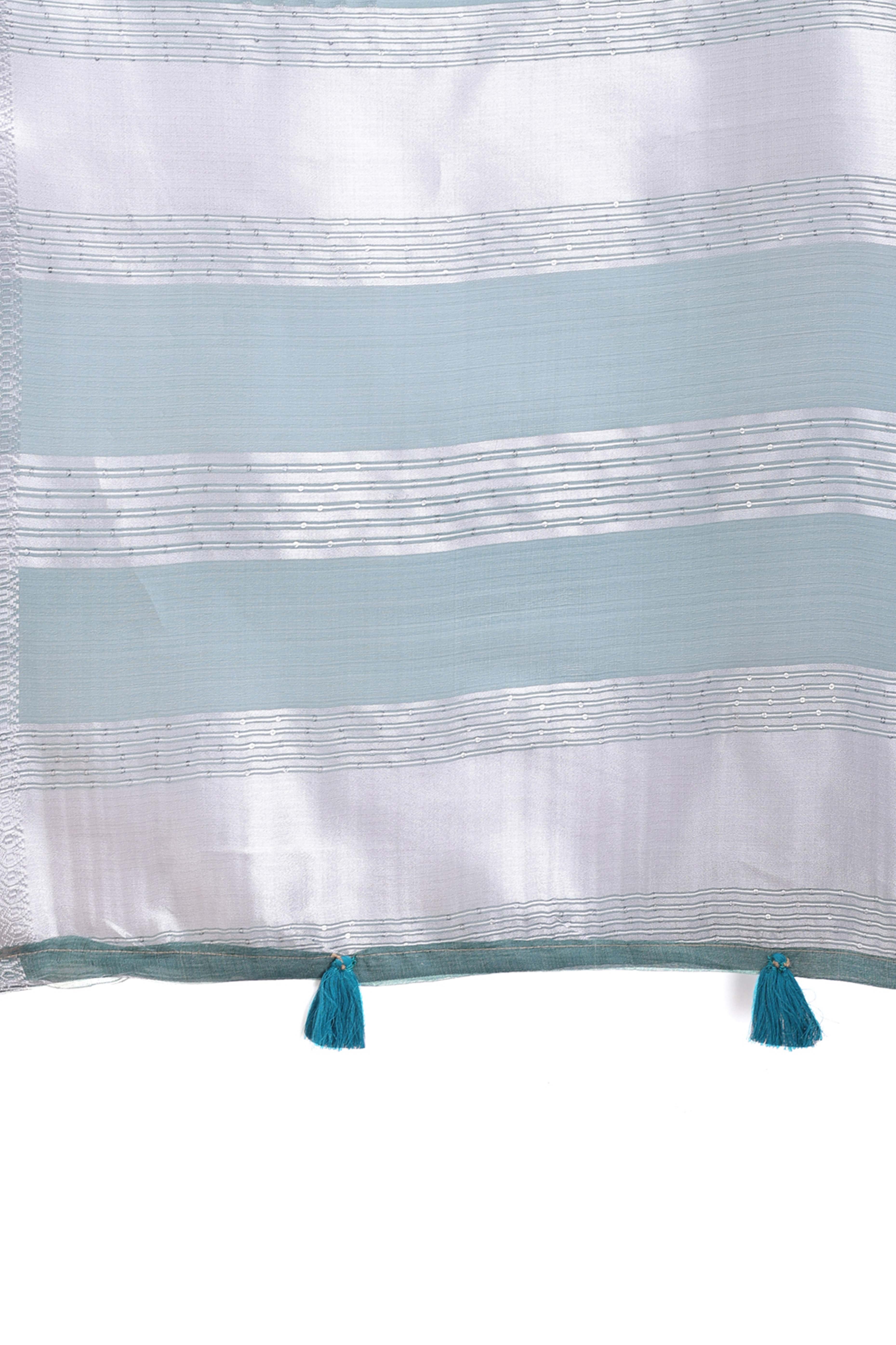 Sky Blue Organza Saree with Zari Woven Elegance