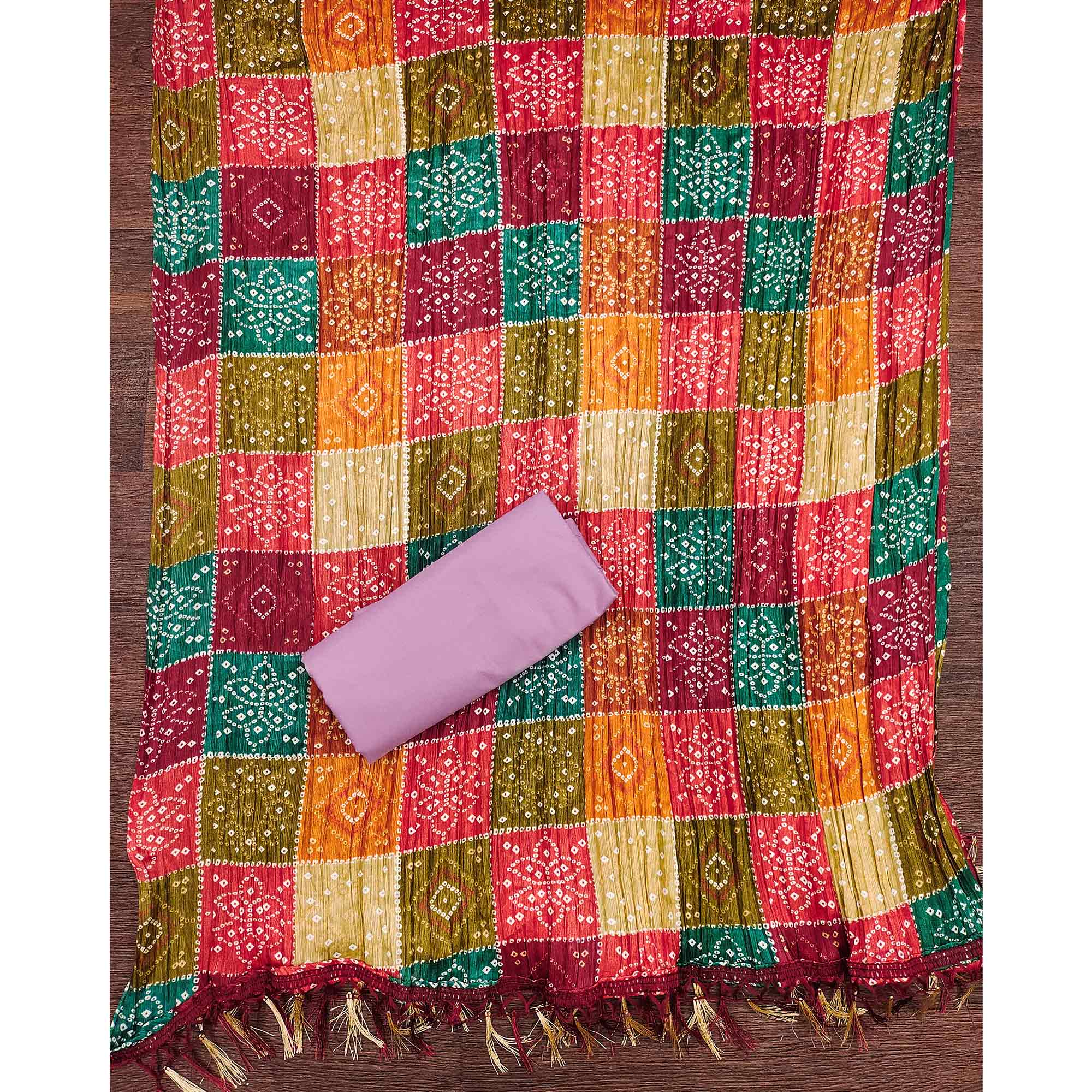 Light Purple Cotton Blend Suit Material with Soft Floral Embroidery