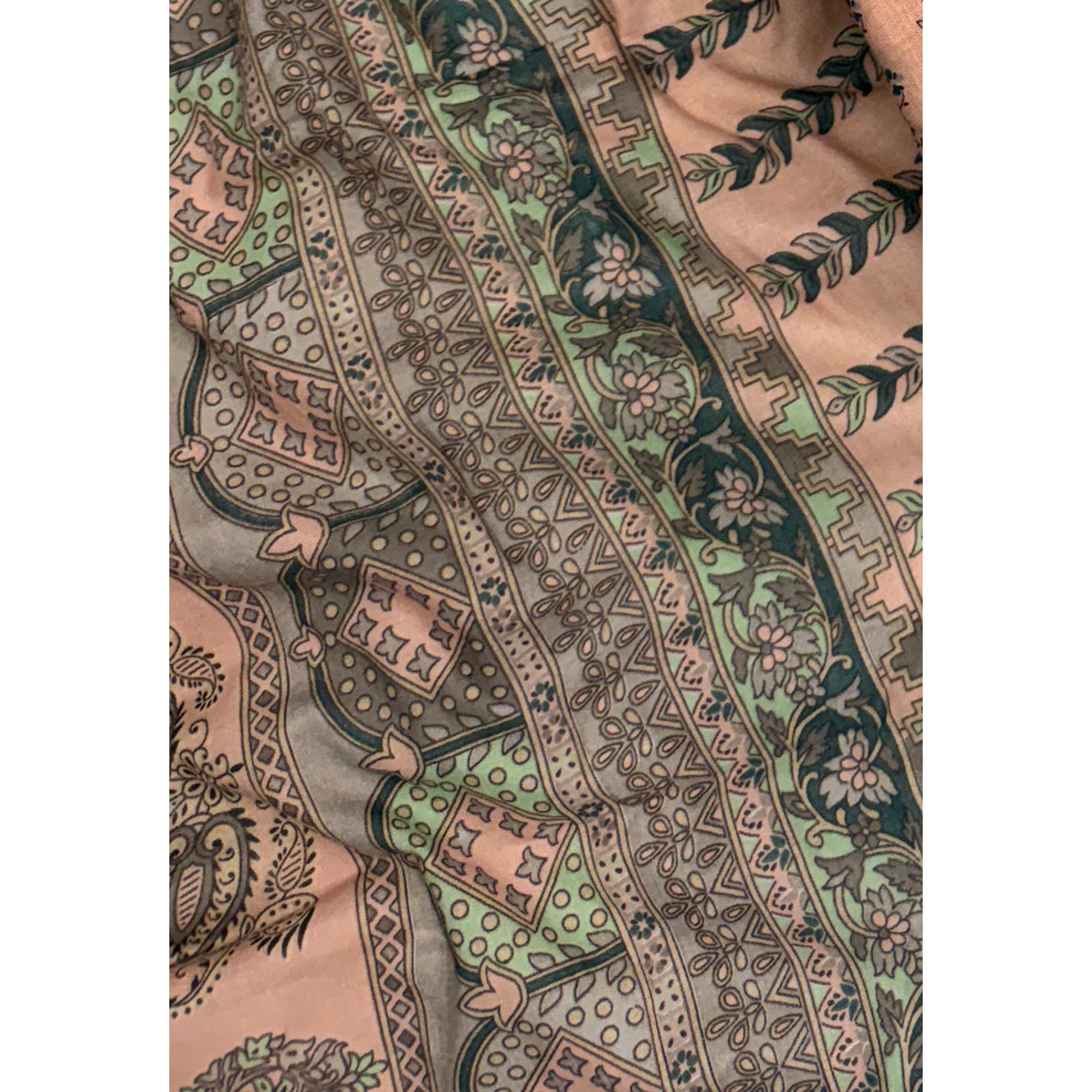 Vibrant Peach Pure Cotton Dress Material Featuring Artistic Floral Print