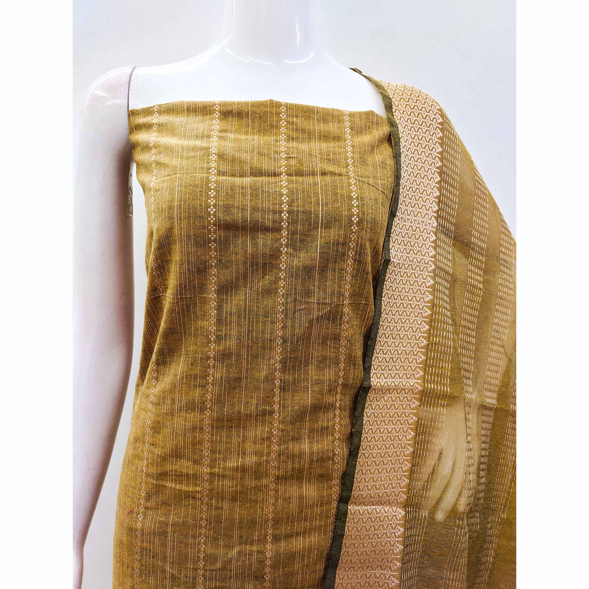 Mustard Woven Cotton Blend Dress Material