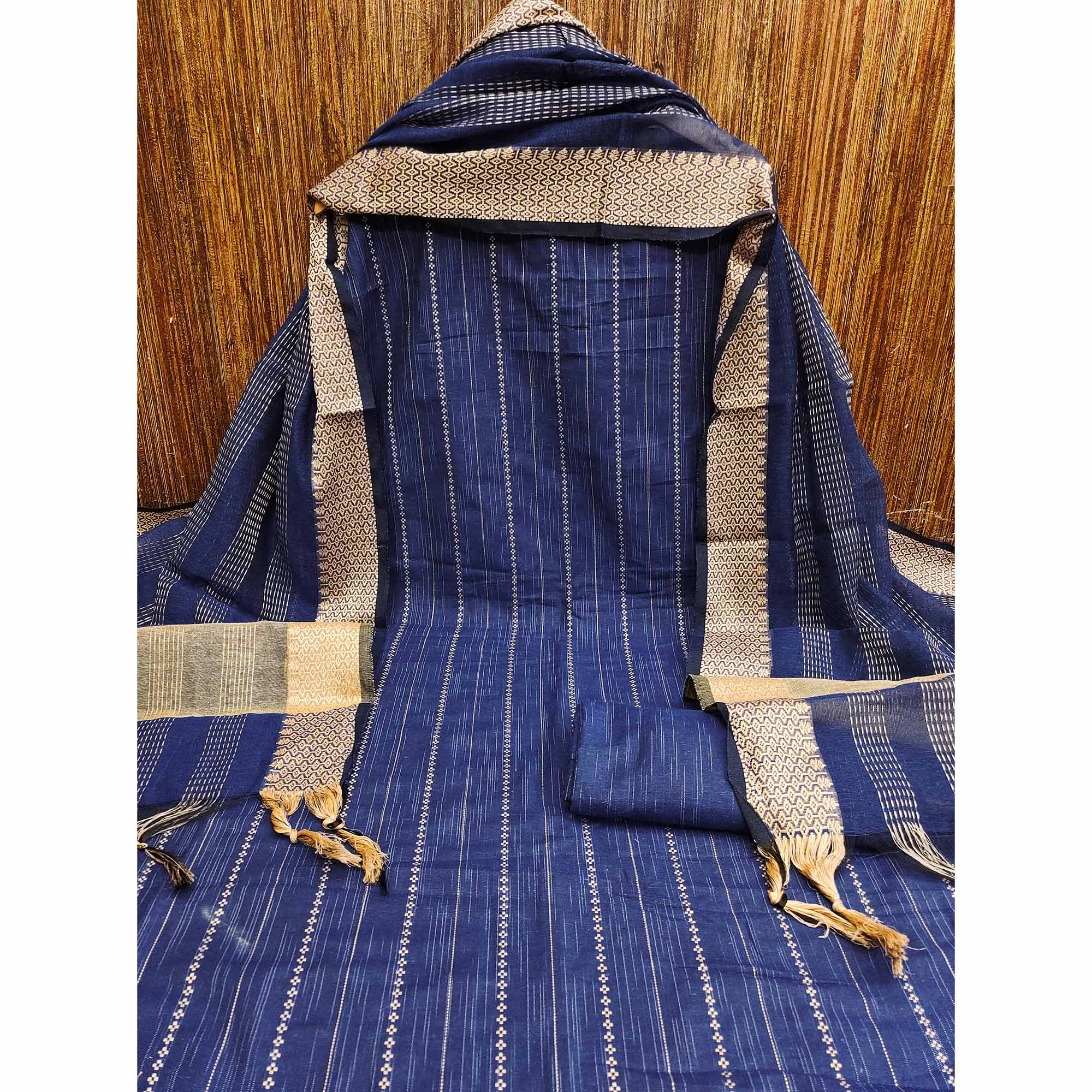 Royal Blue Woven Cotton Blend Dress Material