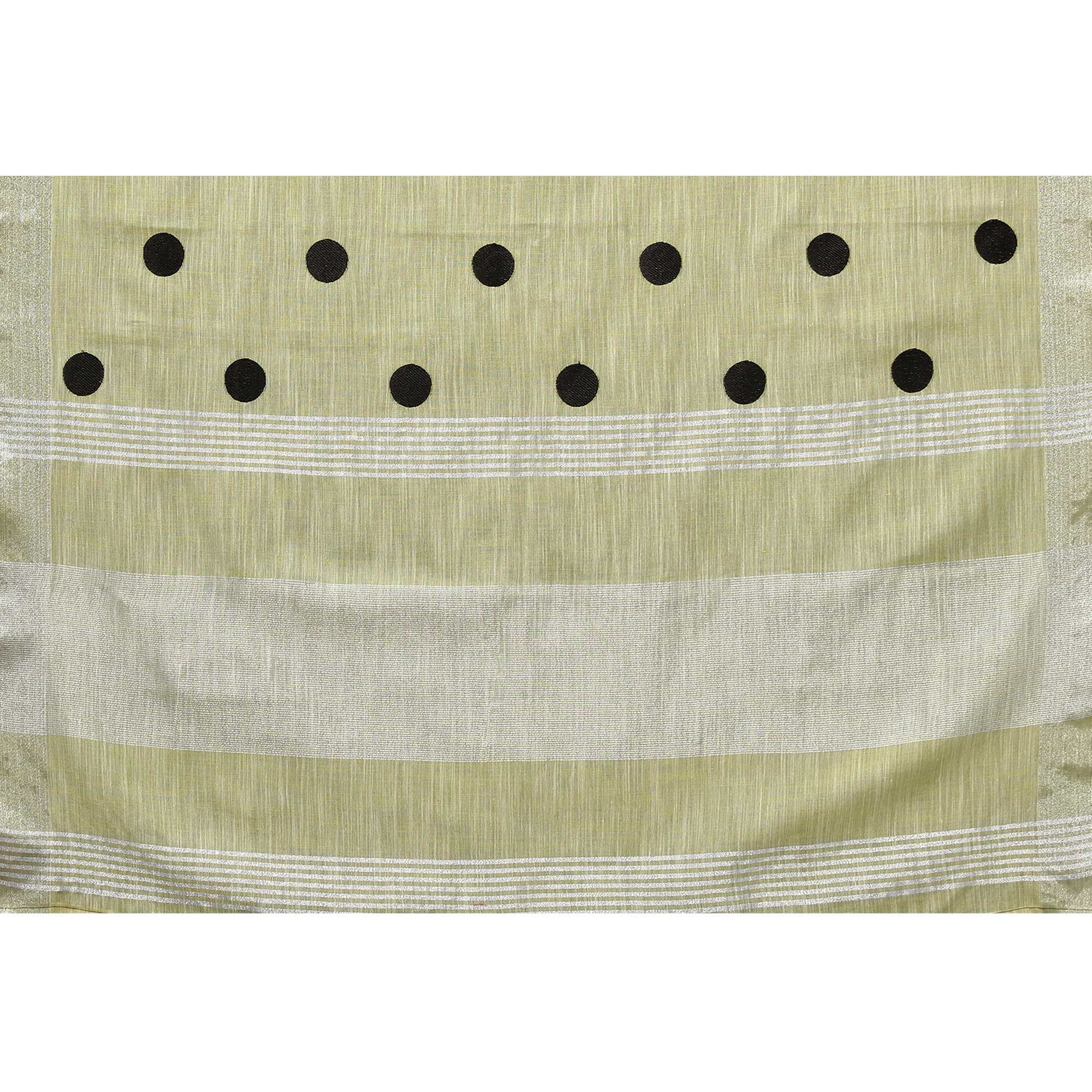 Pista Green Embroidered Linen Cotton Saree With Zari Border