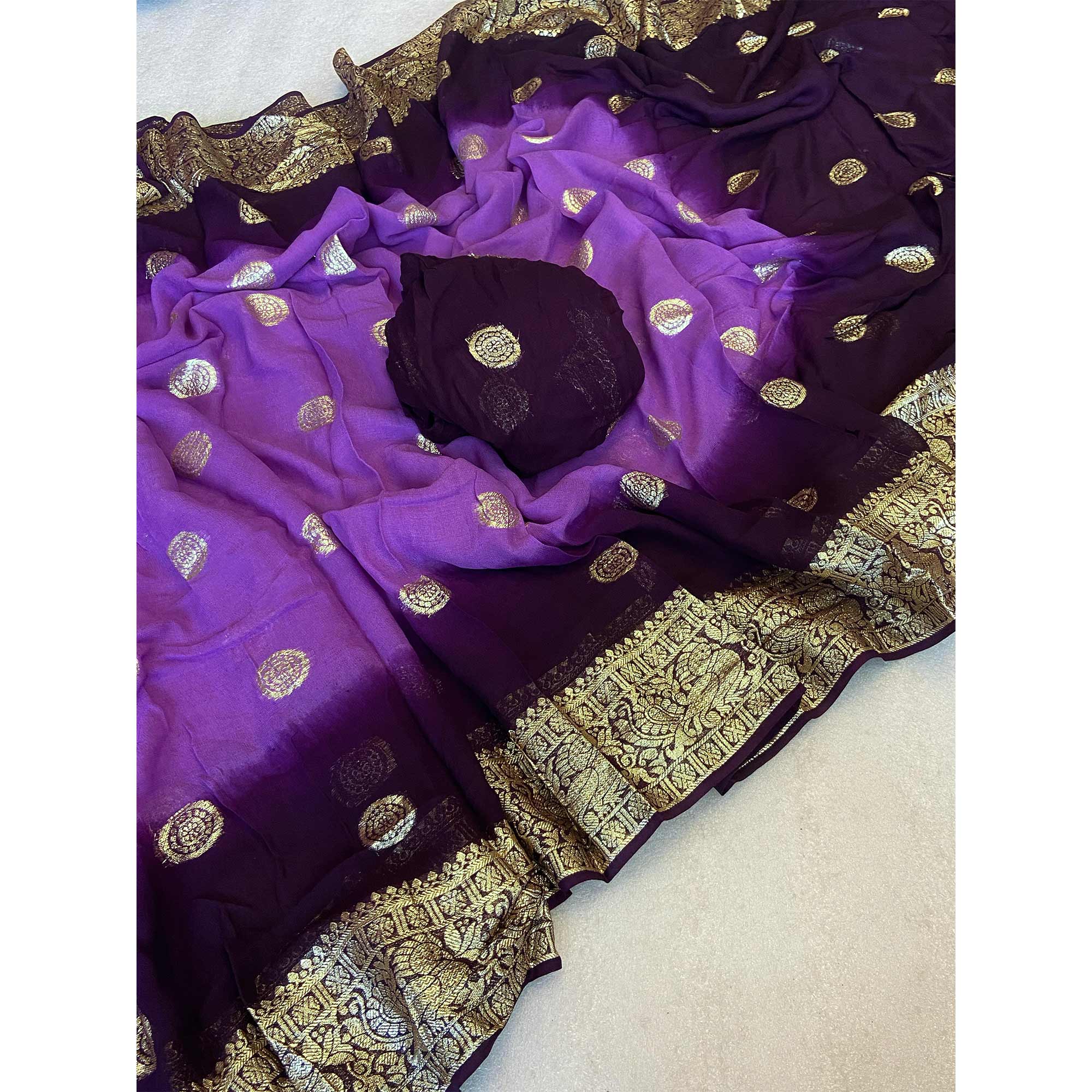 Purple Zari Weaving Pure Viscose Saree