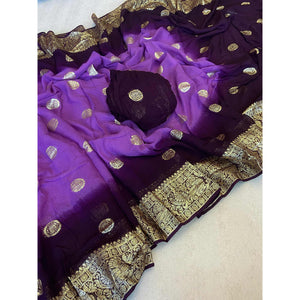 Purple Zari Weaving Pure Viscose Saree