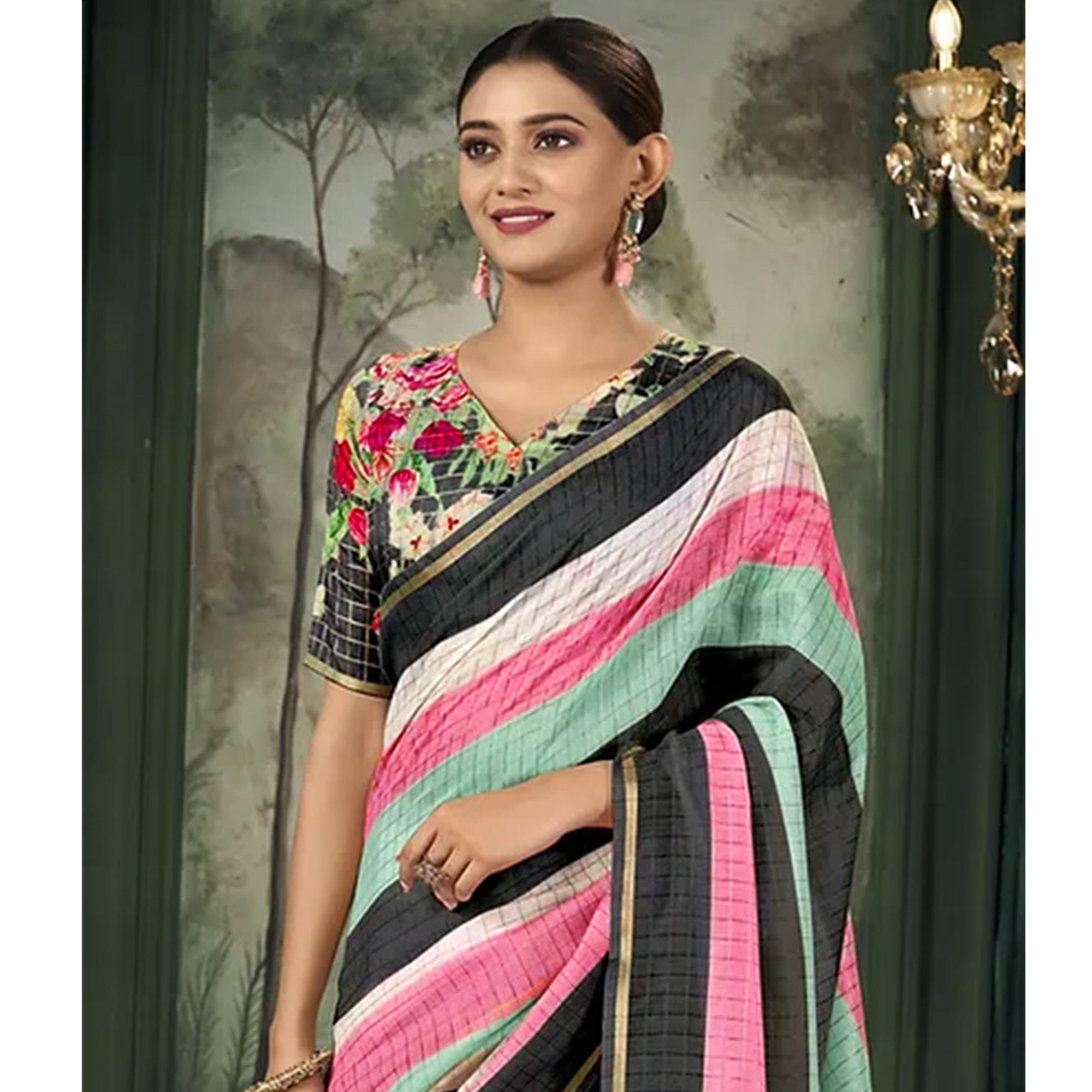 Black Weaving Chanderi Saree