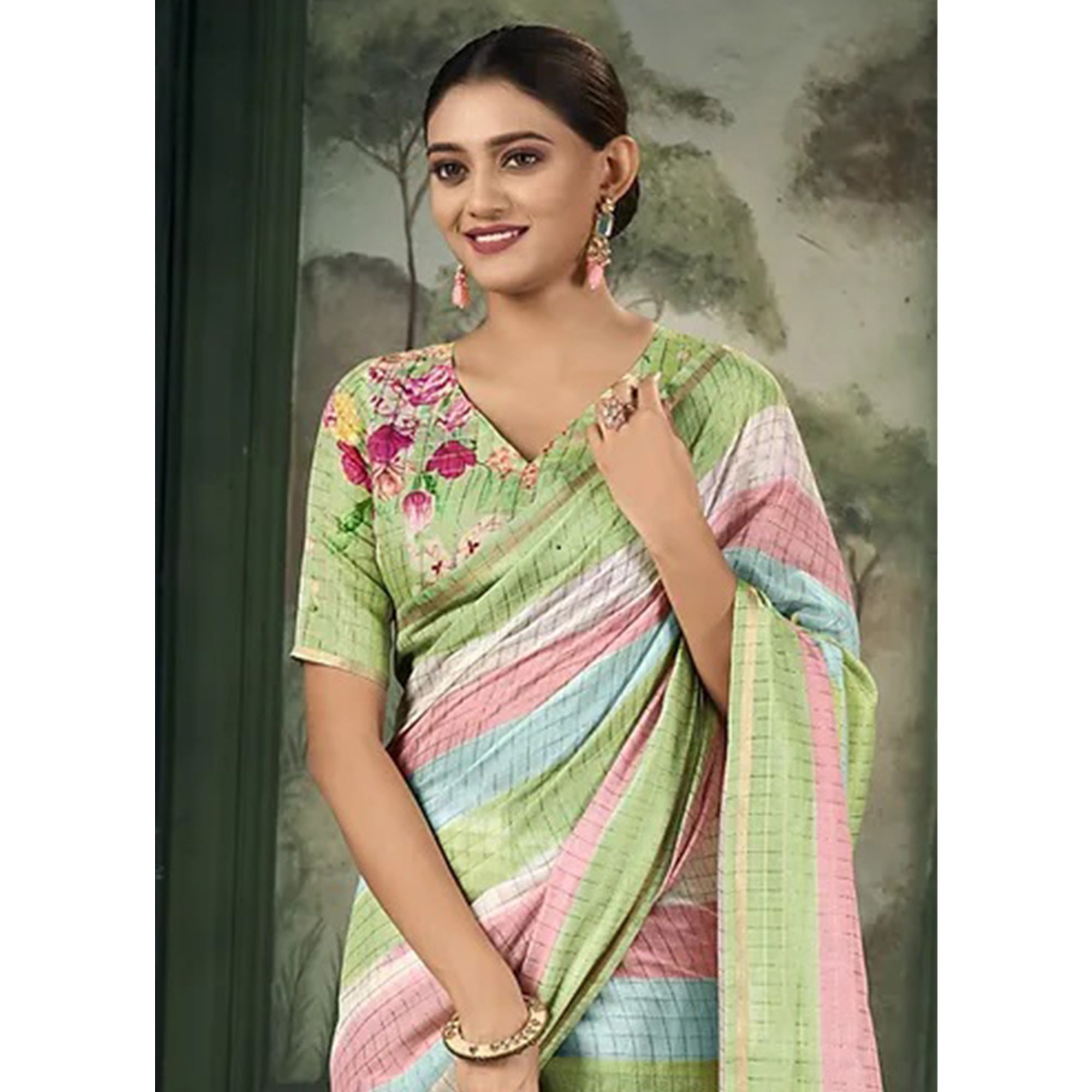 Green Weaving Chanderi Saree