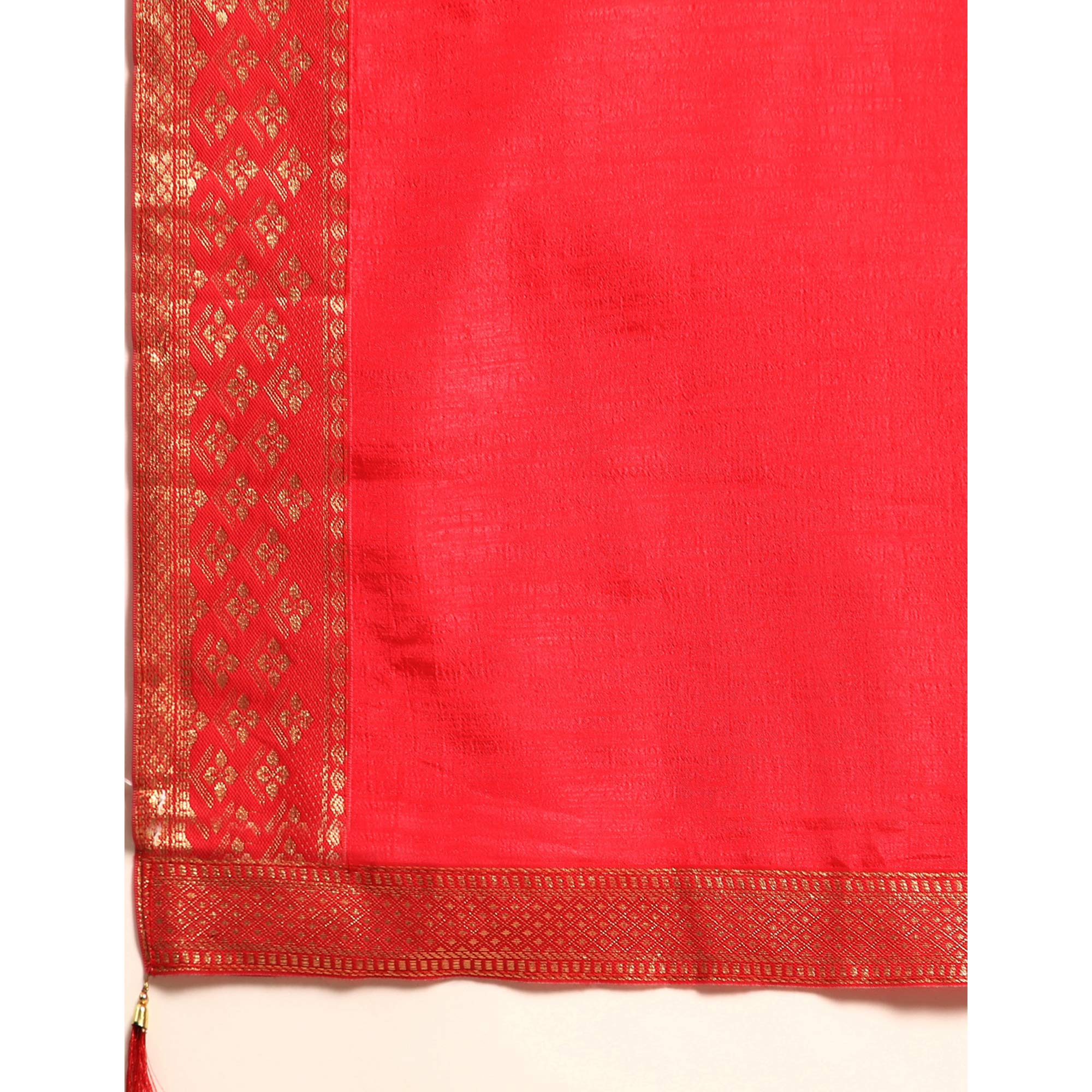Pink Solid Vichitra Silk Saree With Zari Border