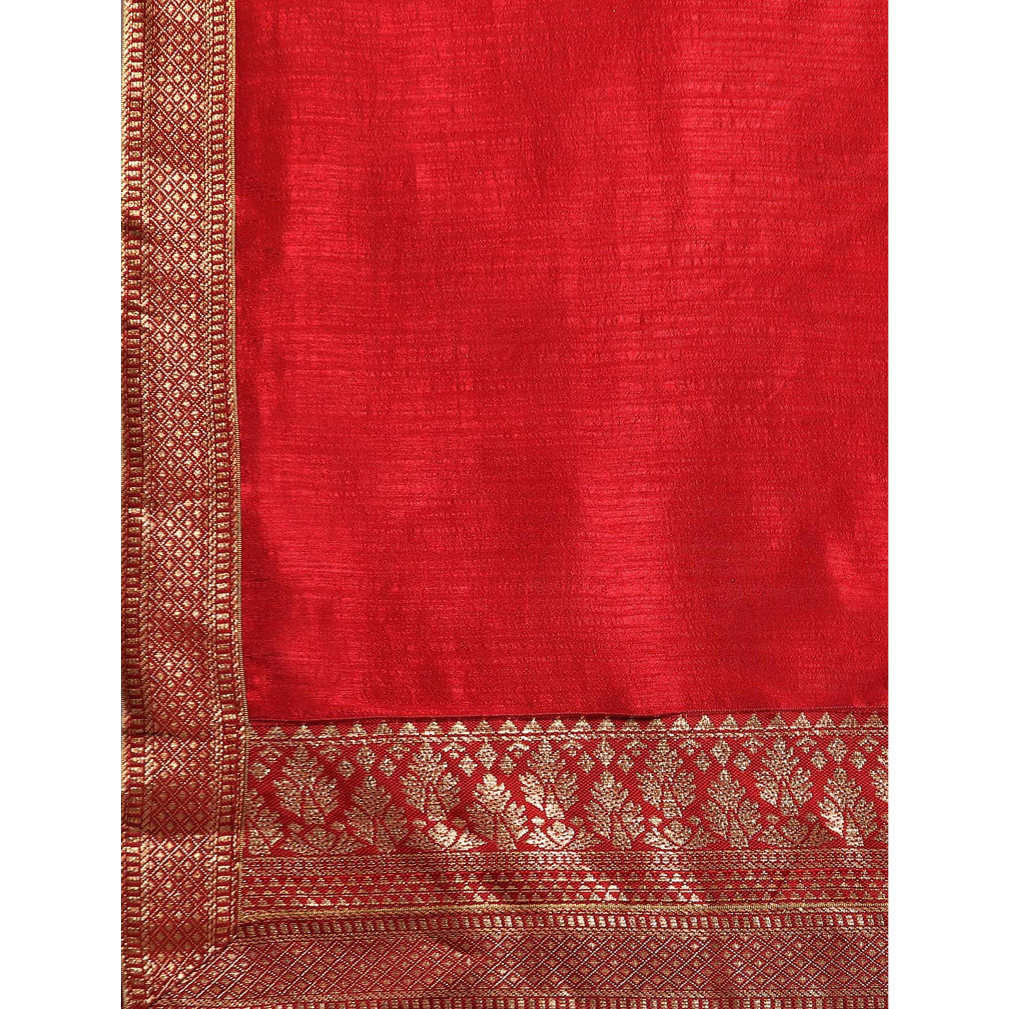 Maroon Solid Vichitra Silk Saree With Fancy Zari Border