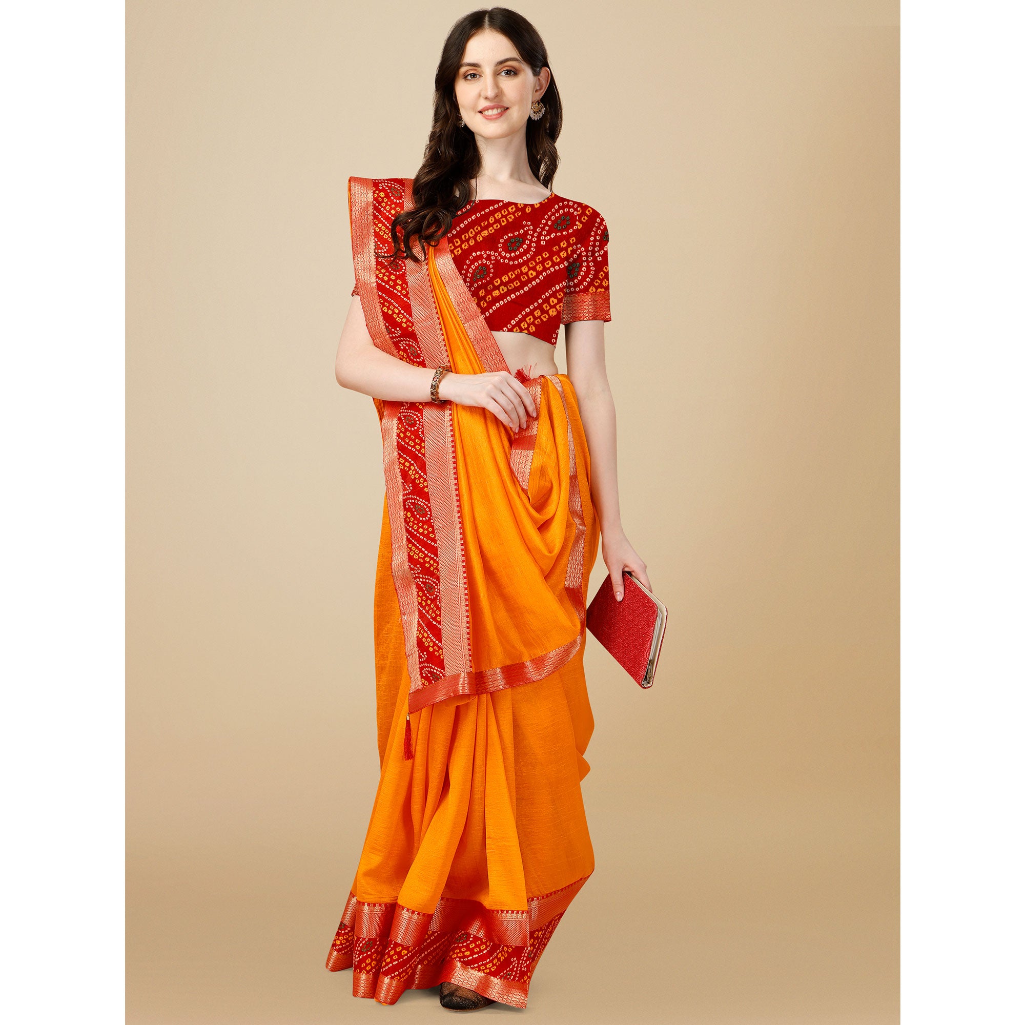 Yellow Solid Vichitra Silk Saree