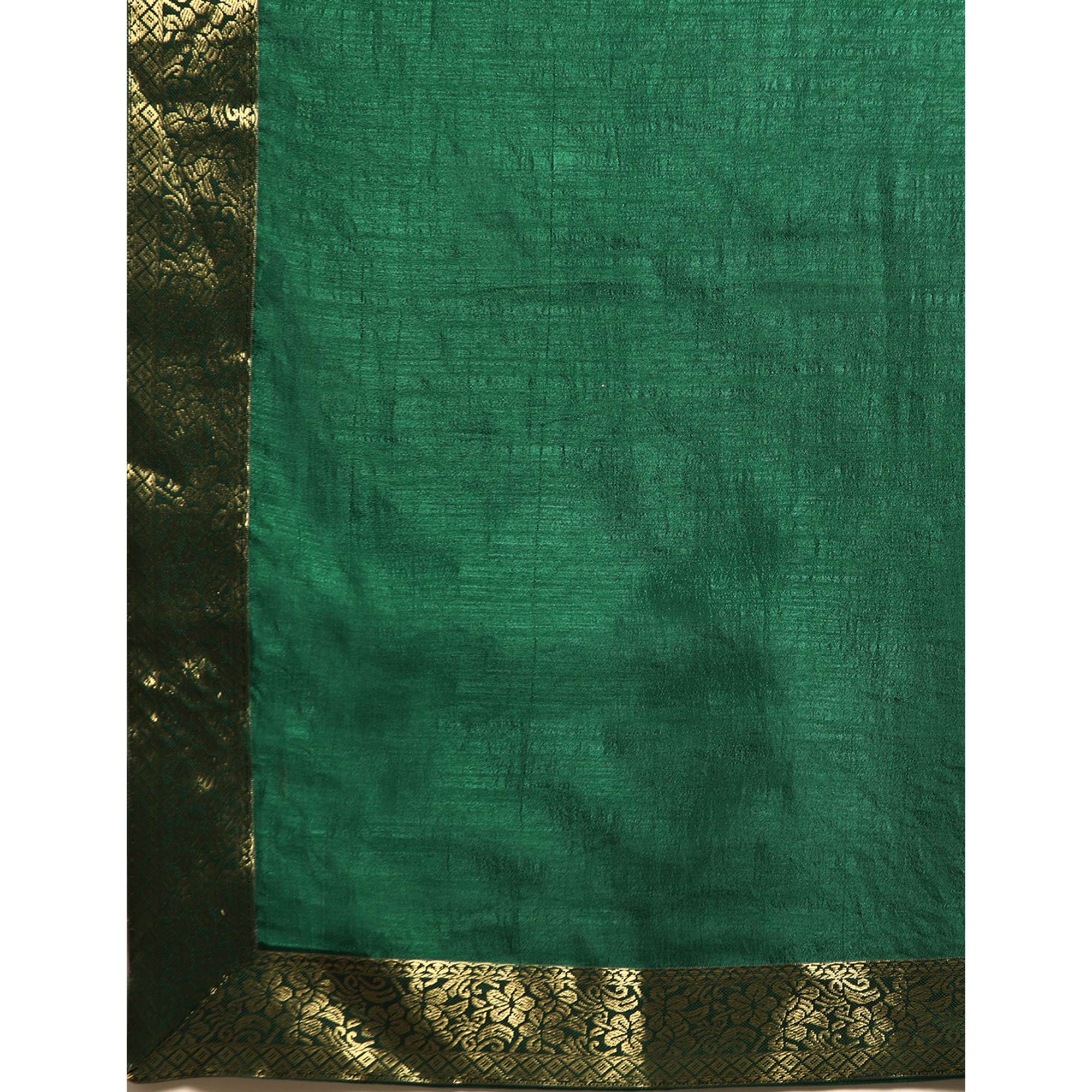 Green Solid Vichitra Silk Saree With Fancy Zari Border