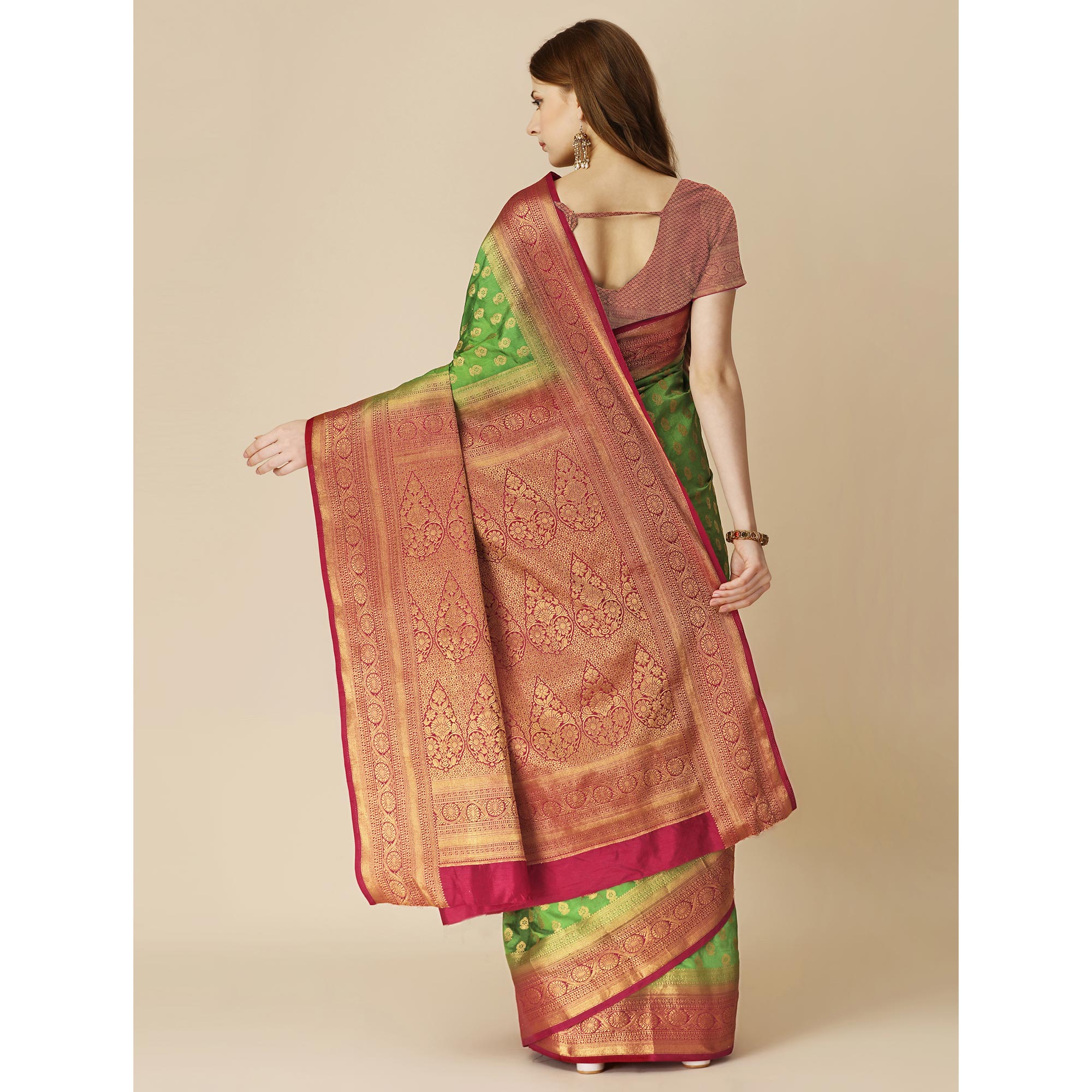 Green Woven Dola Silk Saree
