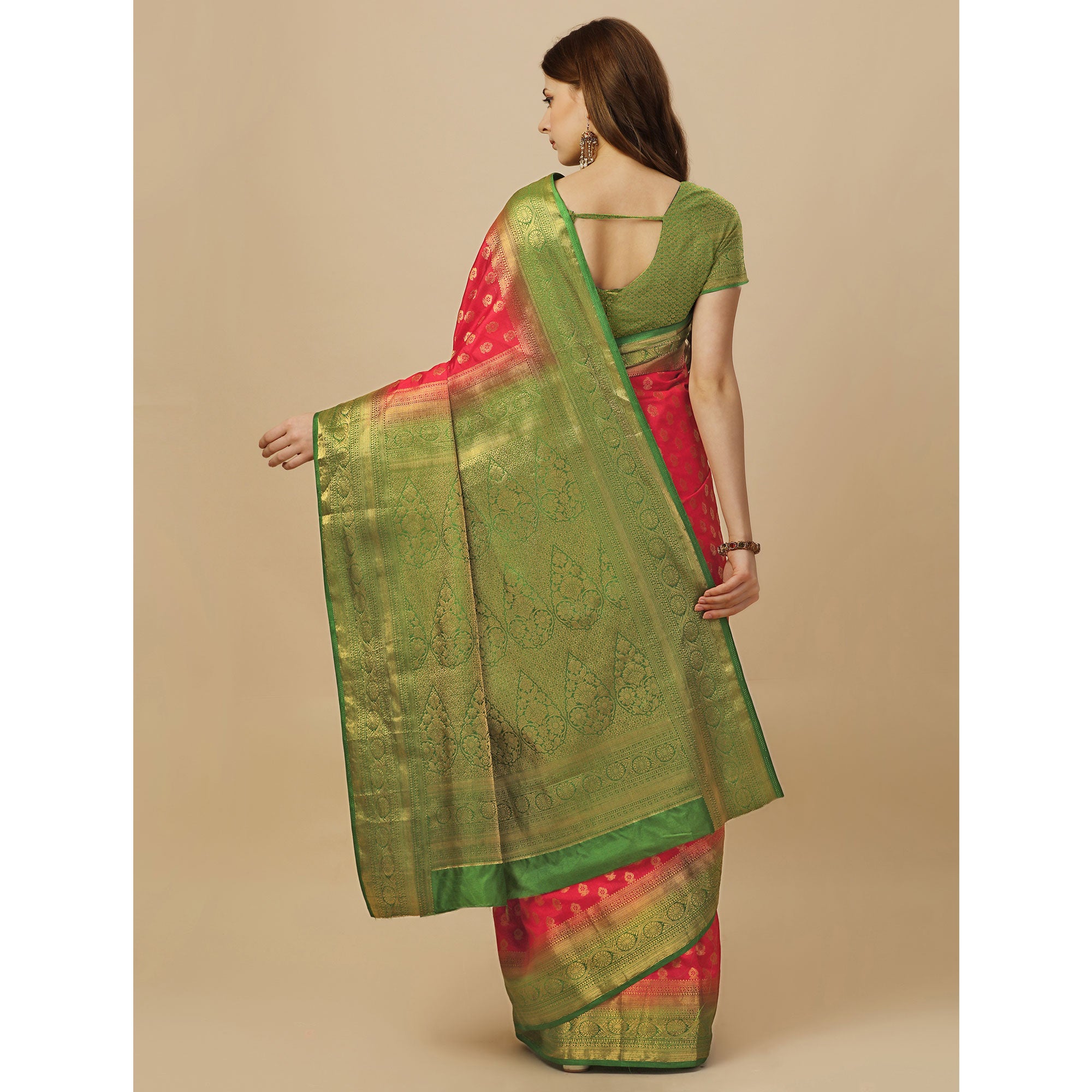 Red Woven Dola Silk Saree