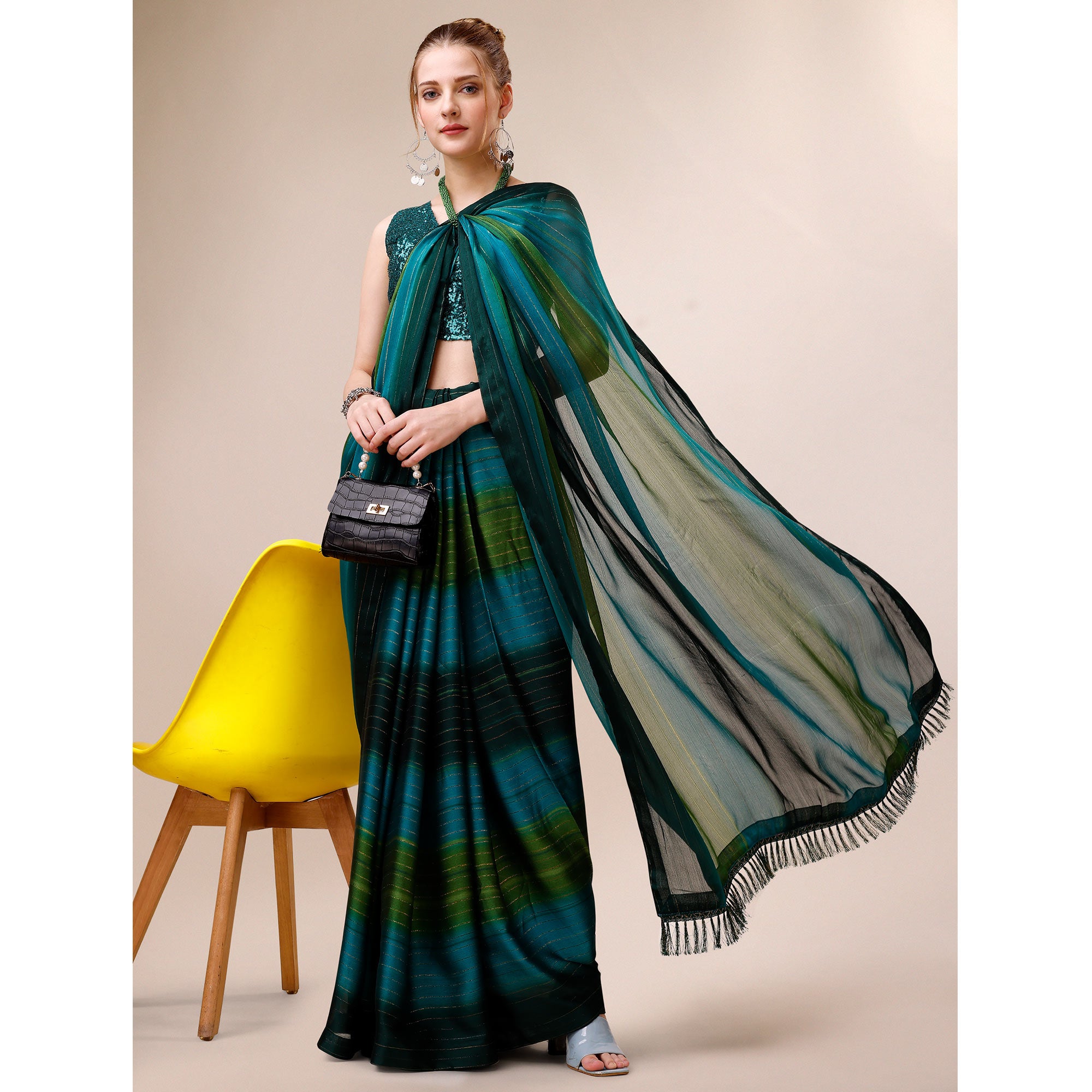 Multicolour Woven Chiffon Saree