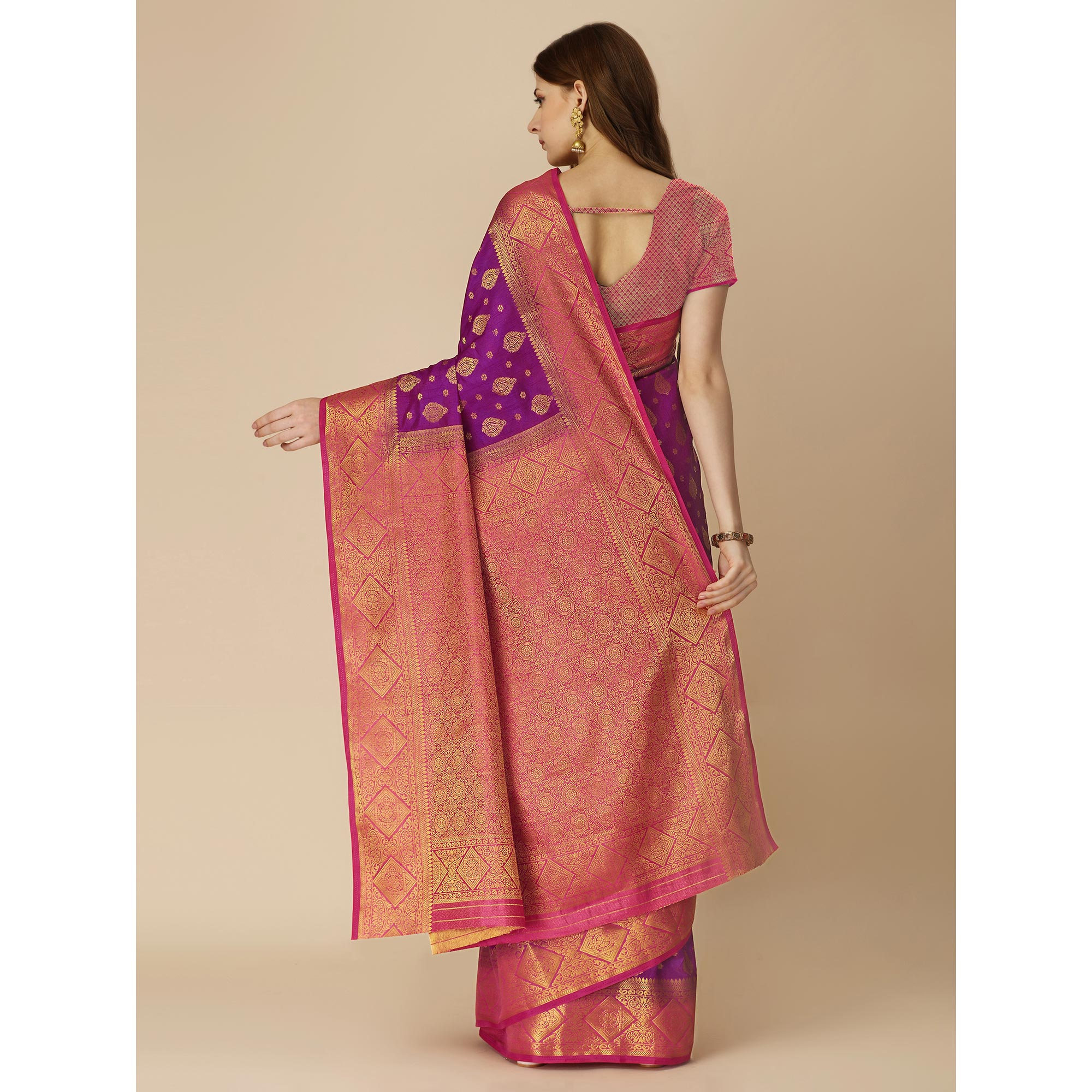 Purple Woven Dola Silk Saree