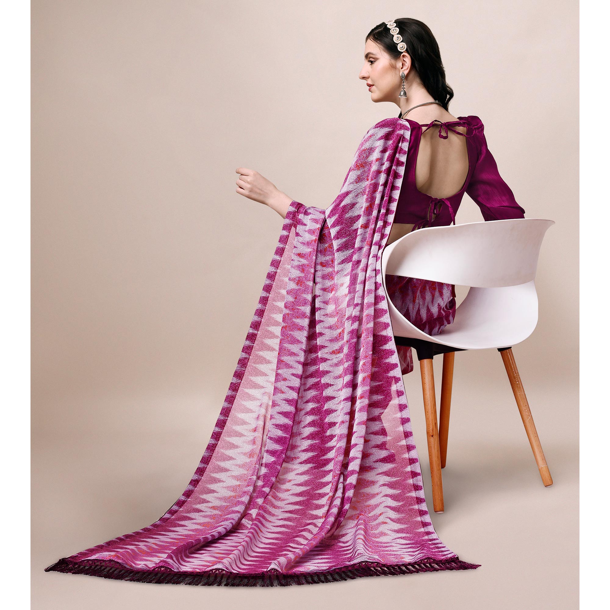 Purple Digital Printed Rayon Saree
