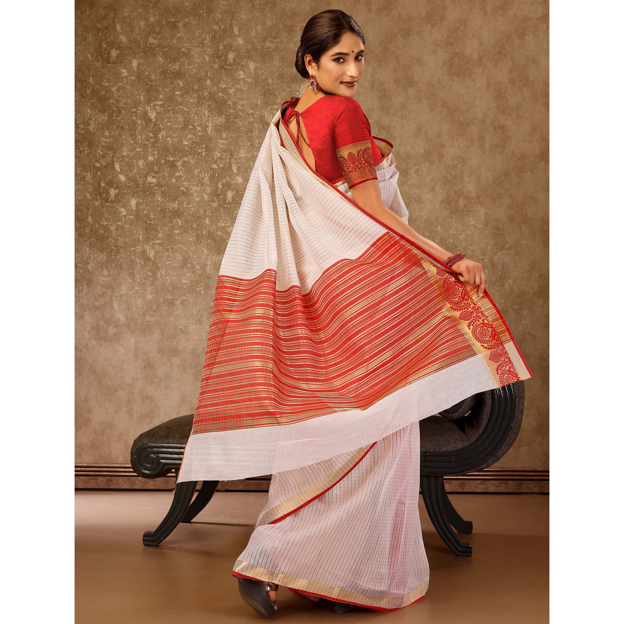 White Zari Woven Cotton Silk Saree