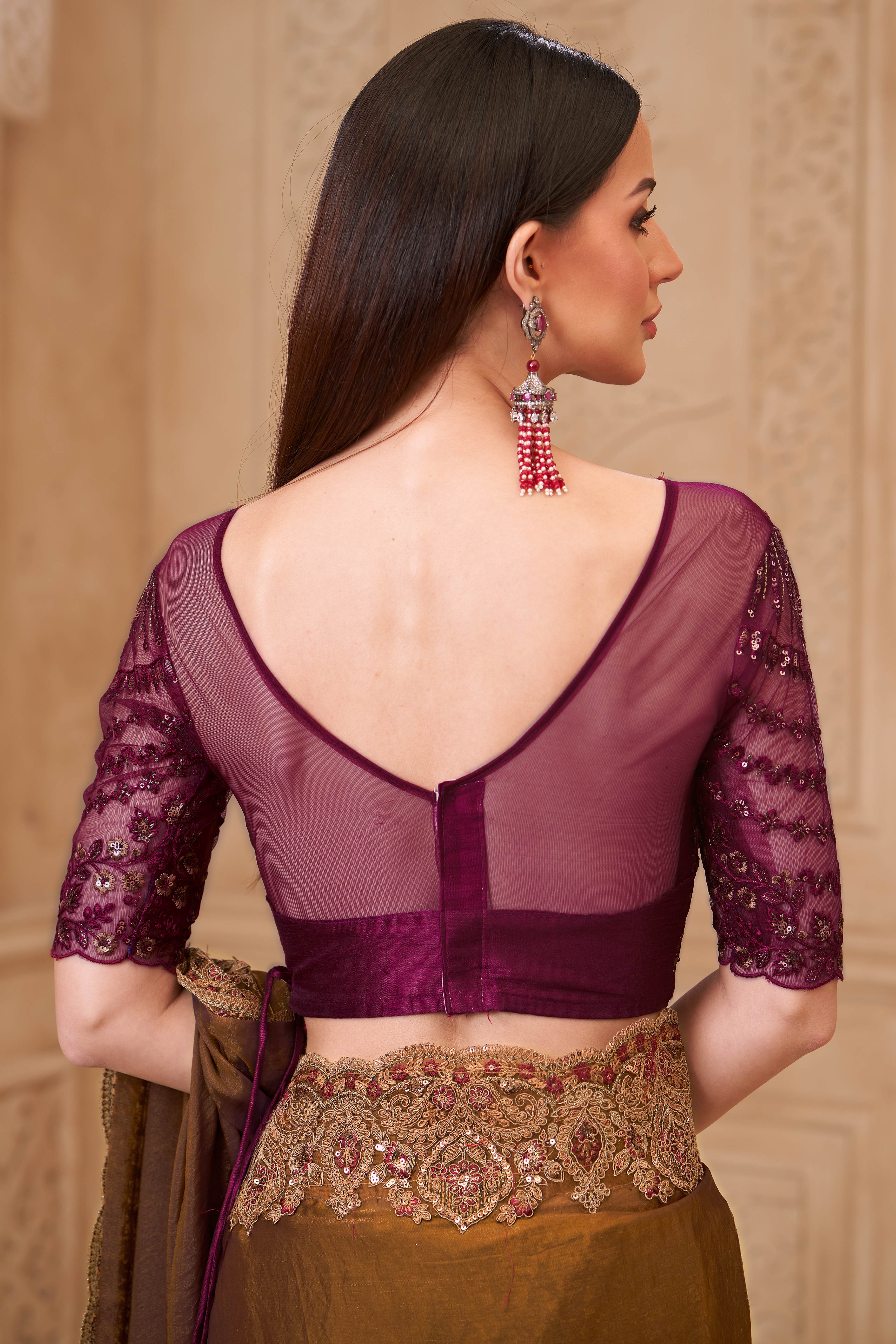 Shimmering Mehendi Green Georgette Saree with Graceful Thread Embellishment and Sequins