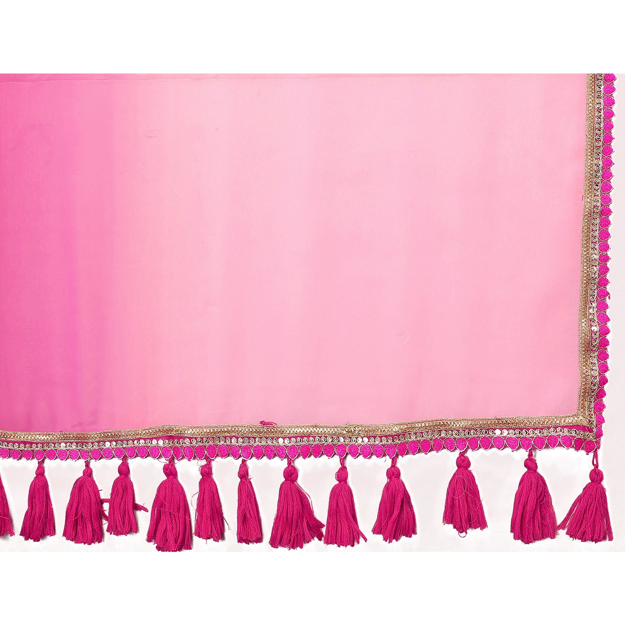 Baby Pink Ombre Georgette Saree With Tassels