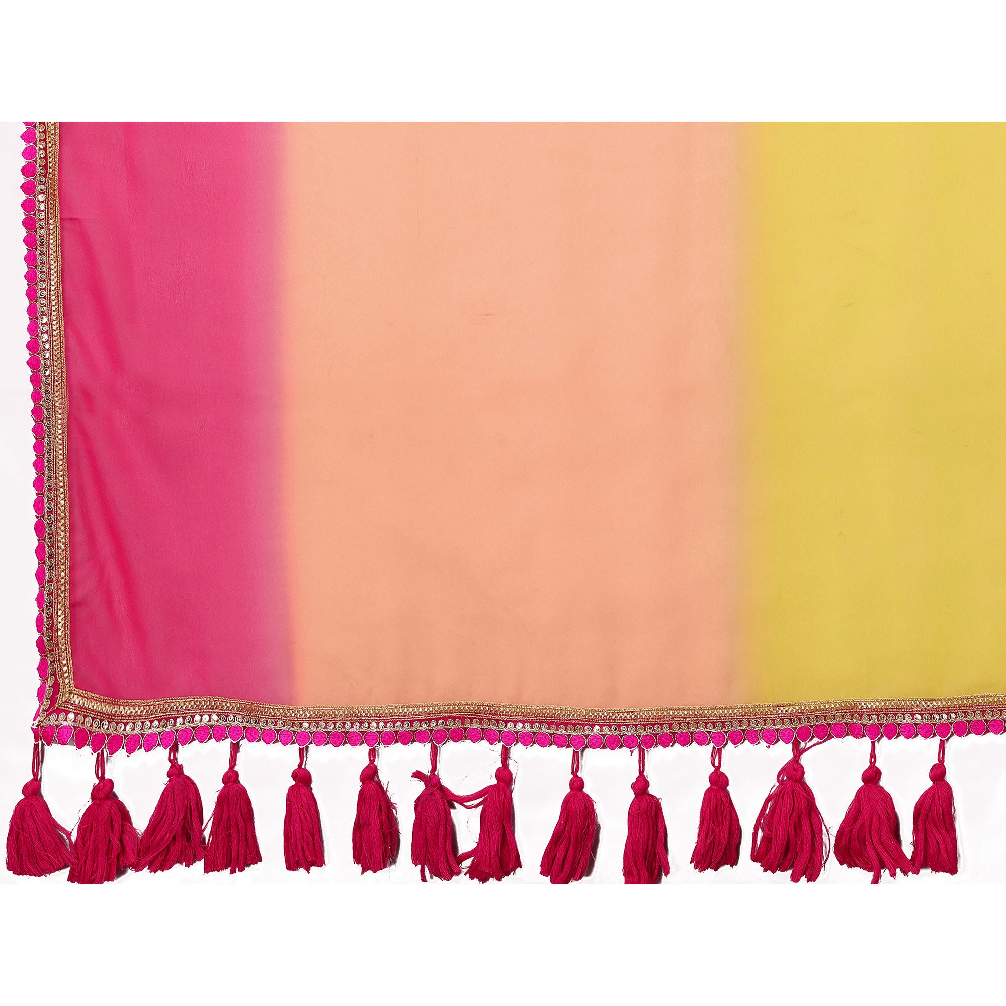 Multicolor Ombre Georgette Saree With Tassels