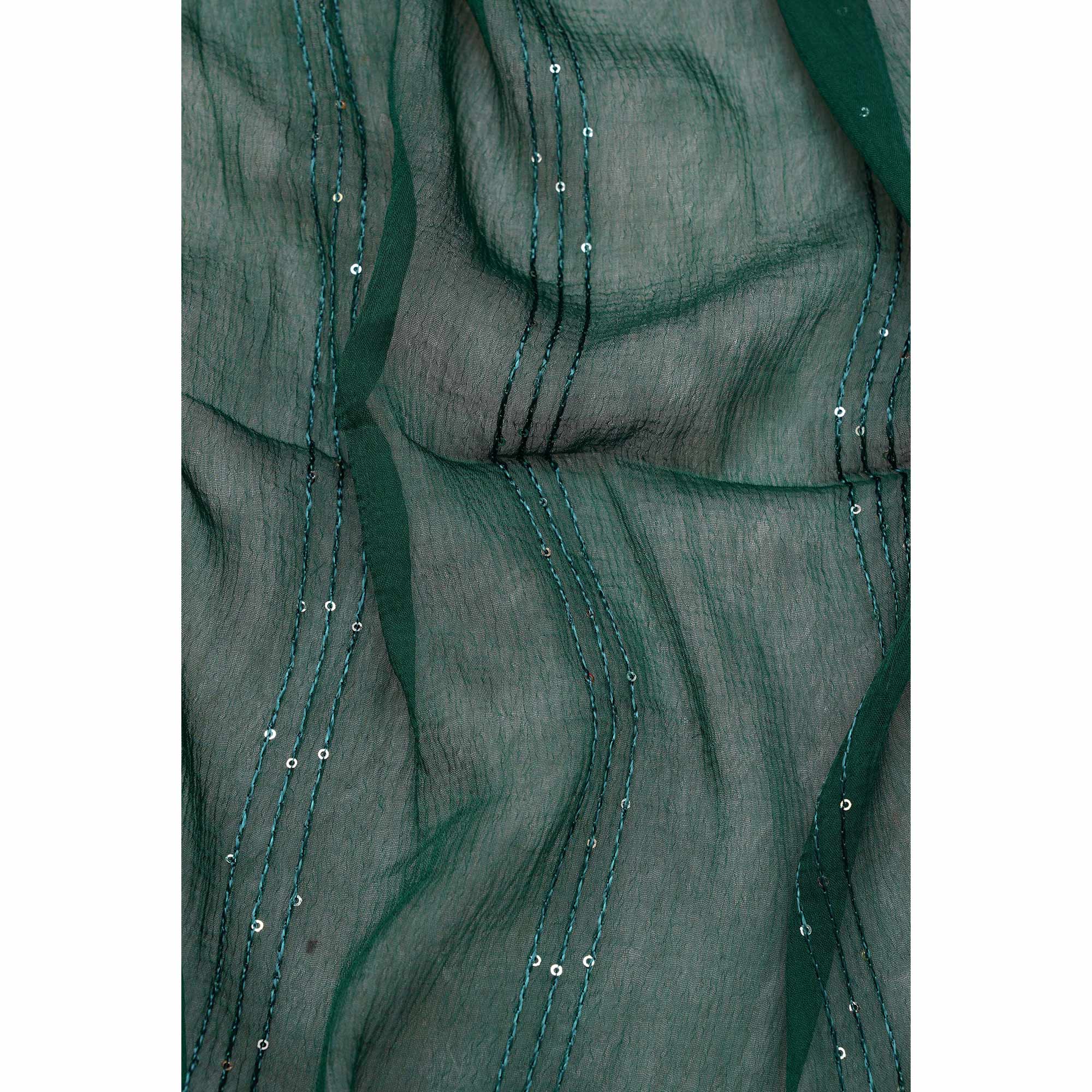 Green Foil Printed Cotton Blend Dress Material