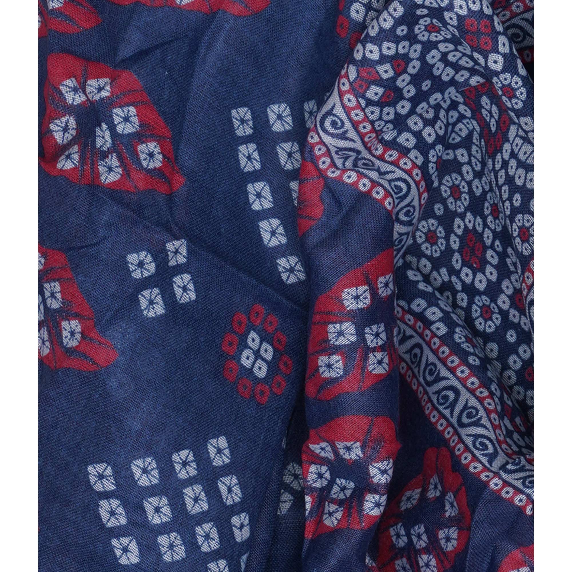 Blue Bandhani Printed Cotton Blend Dress Material