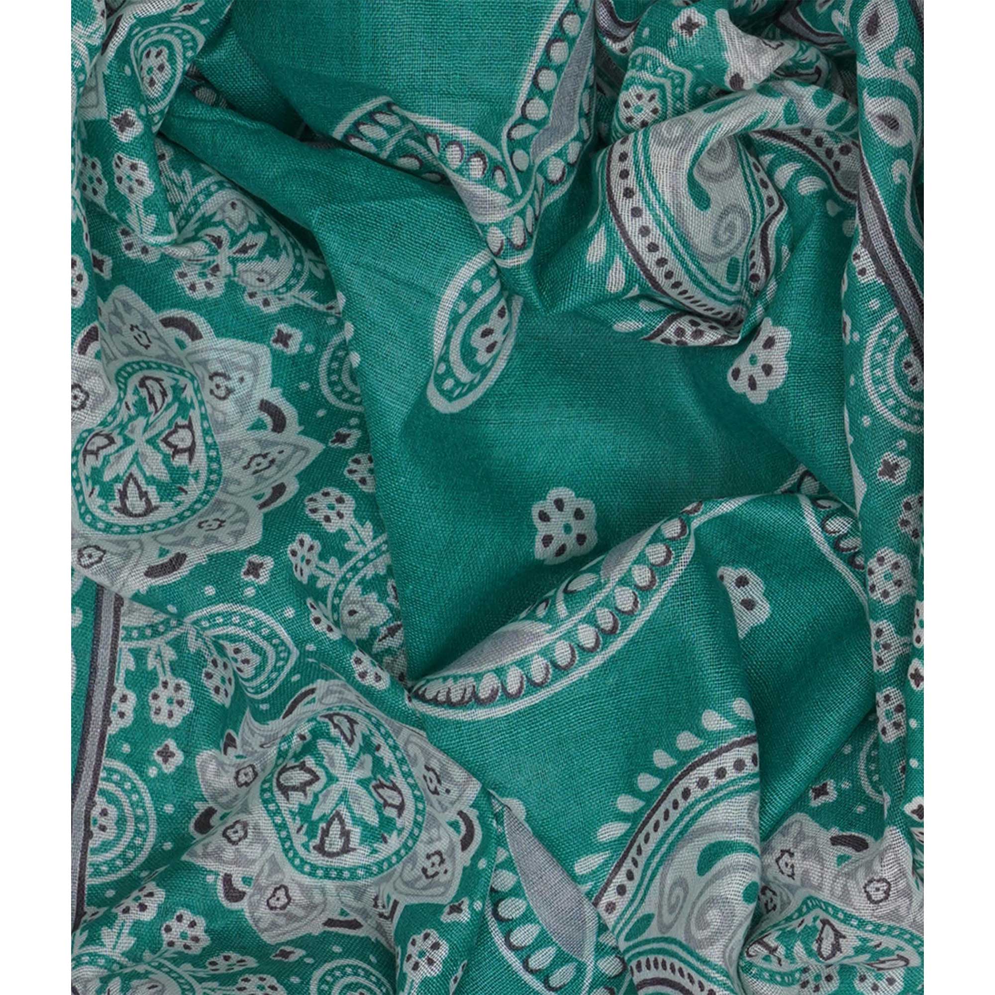 Rama Green Floral Printed Cotton Blend Dress Material