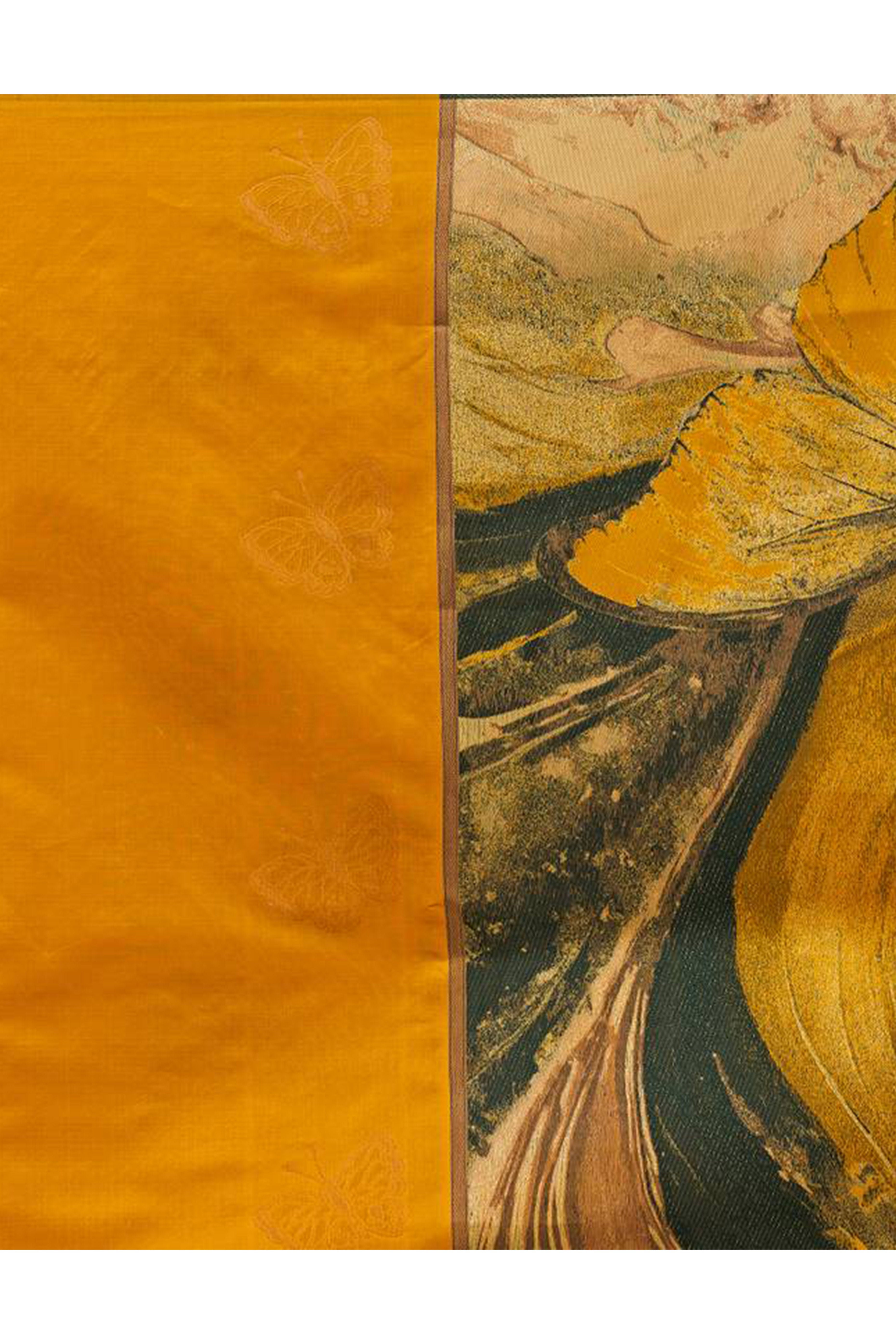 Charming Yellow Banarasi Silk Saree Highlighted With Butterfly Motif Zari Work