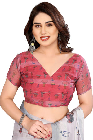 Luxury Offwhite Digital Print Georgette Saree With Subtle Zari Highlights & Vibrant Striped