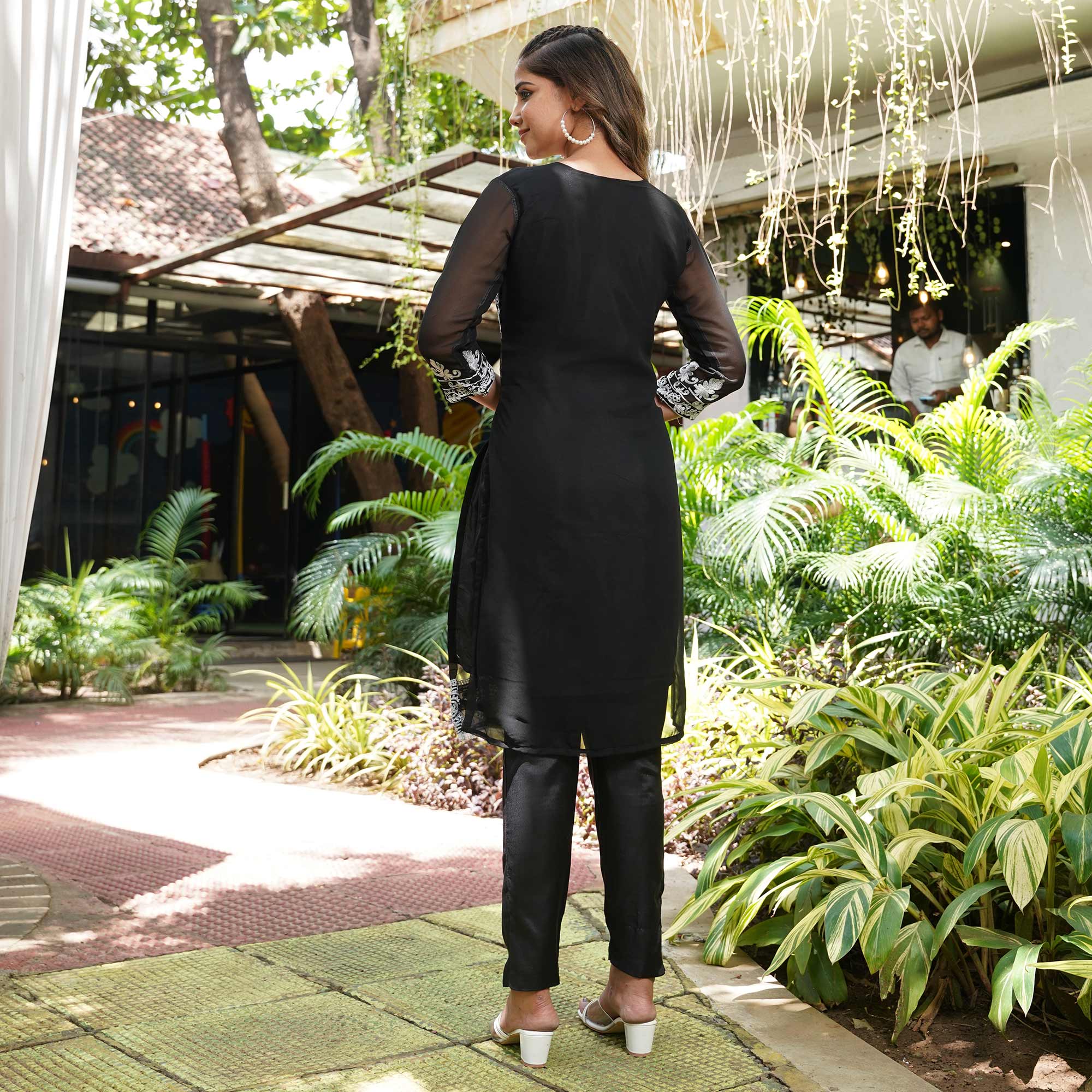 Black Lucknowi Embroidered Georgette Salwar Suit