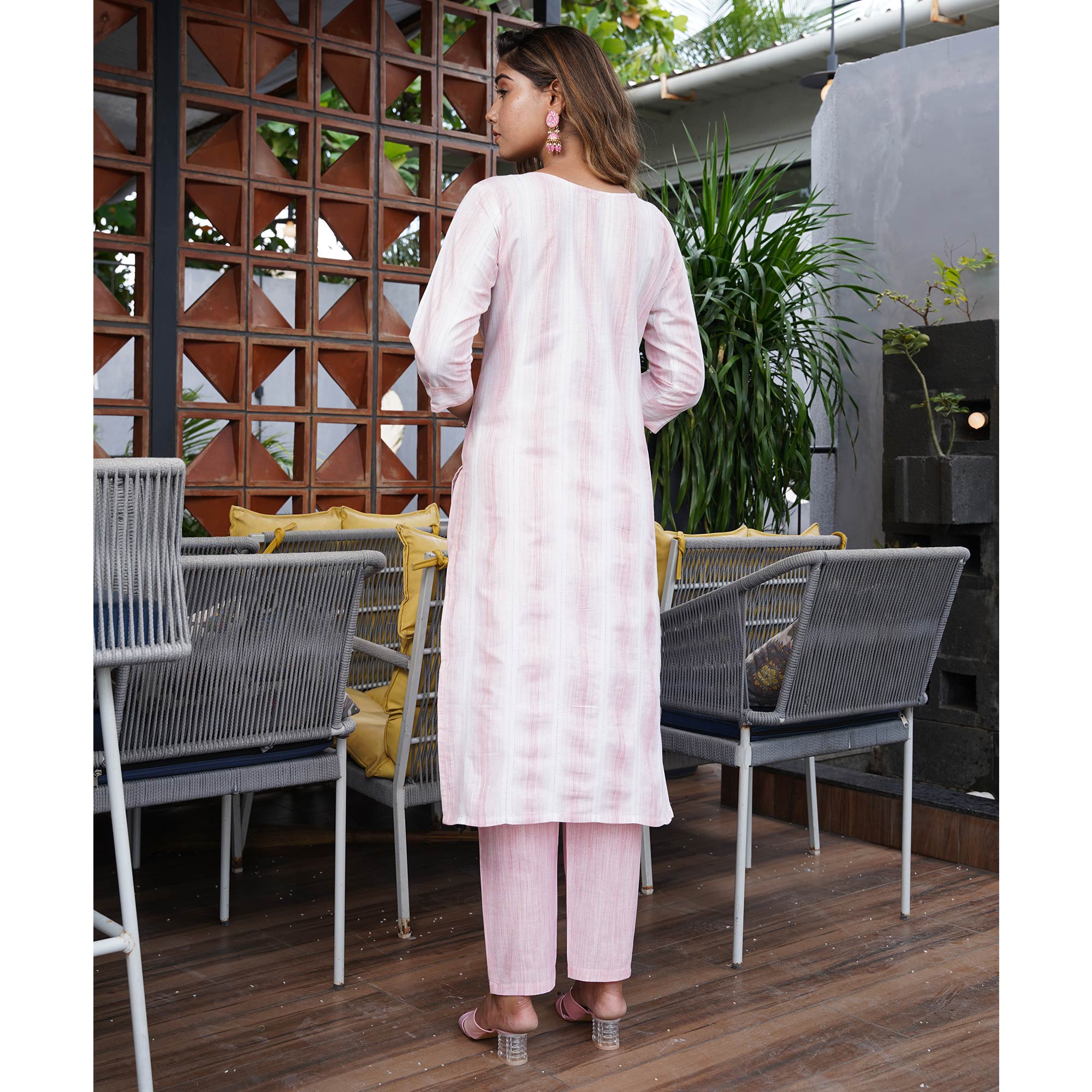 Peach Embroidered Pure Cotton Salwar Suit