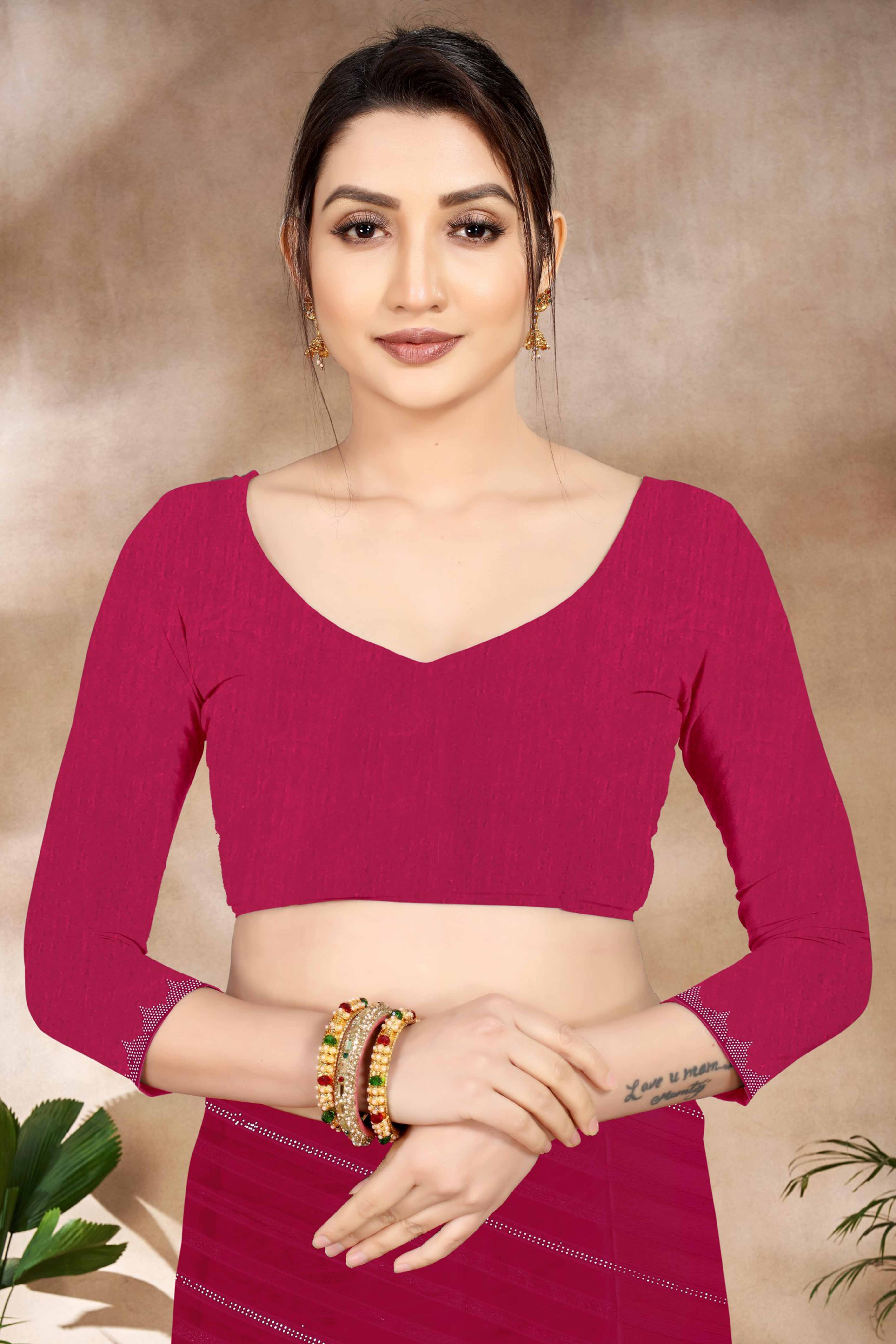 Pink Chiffon Party Saree Featuring Delicate Stone Embellishments