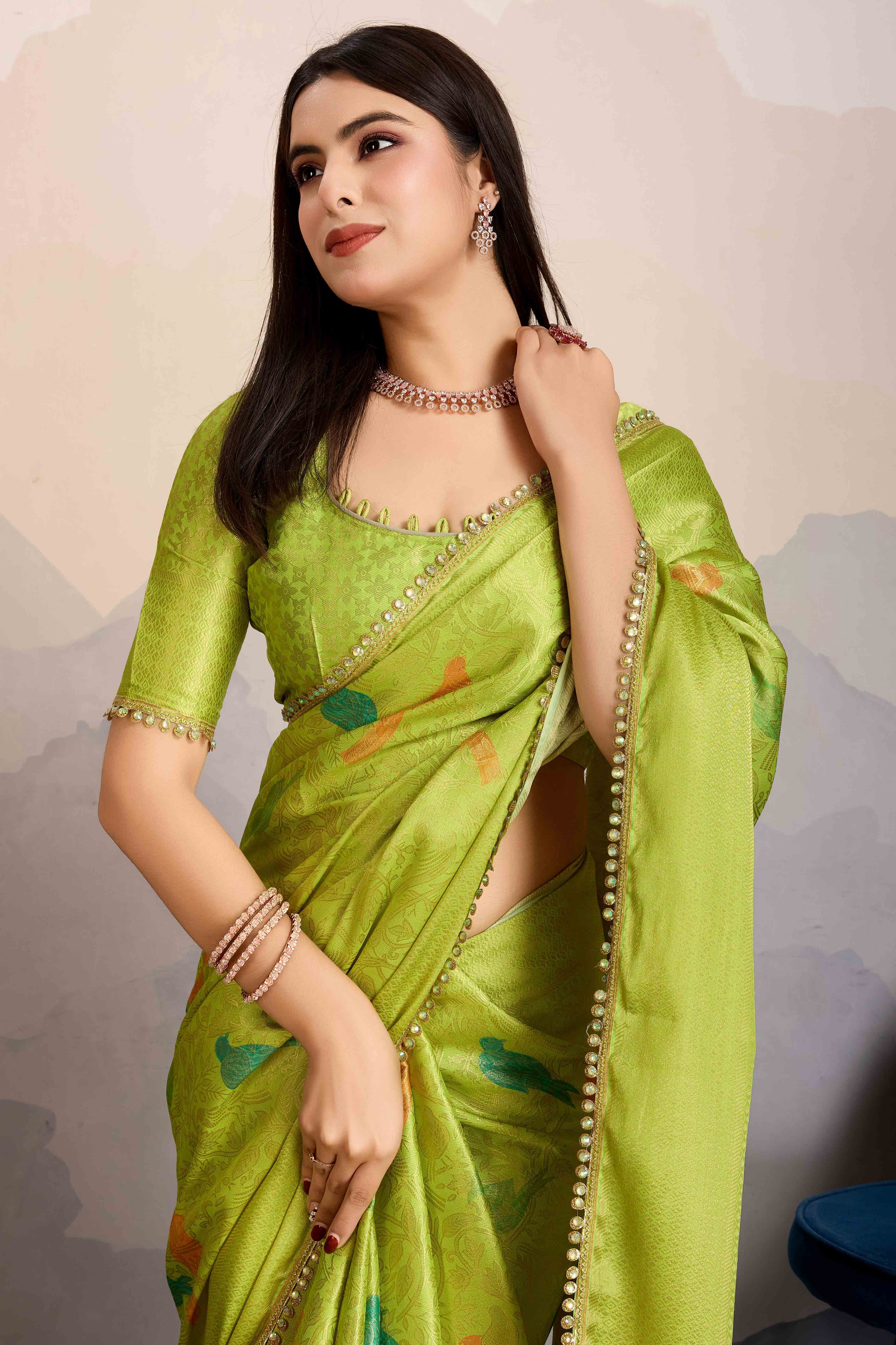 Green Zari Weaving Mysore Brocade Silk Saree
