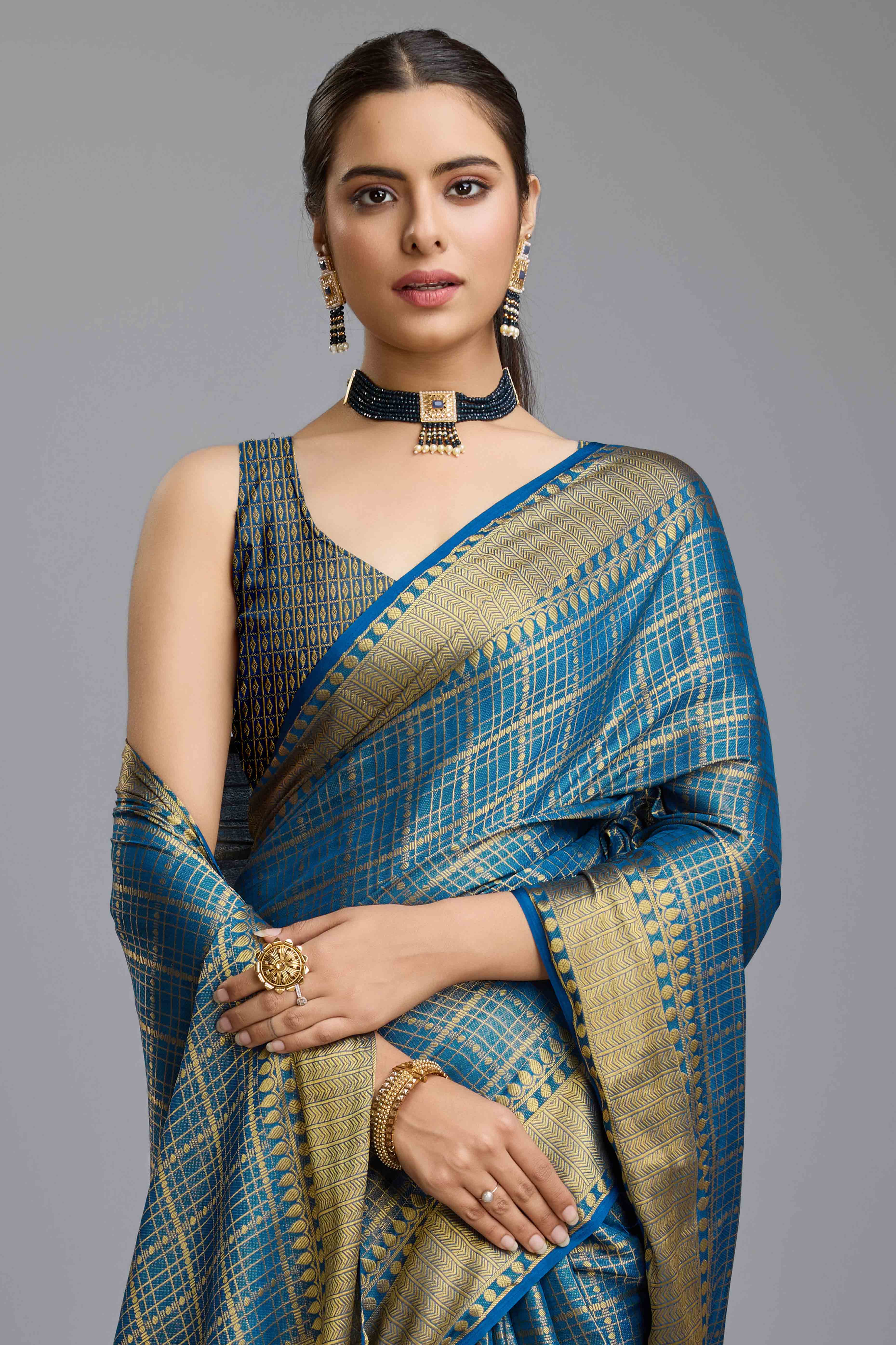 Teal Brocade Zari Weaving Mysore Silk Saree
