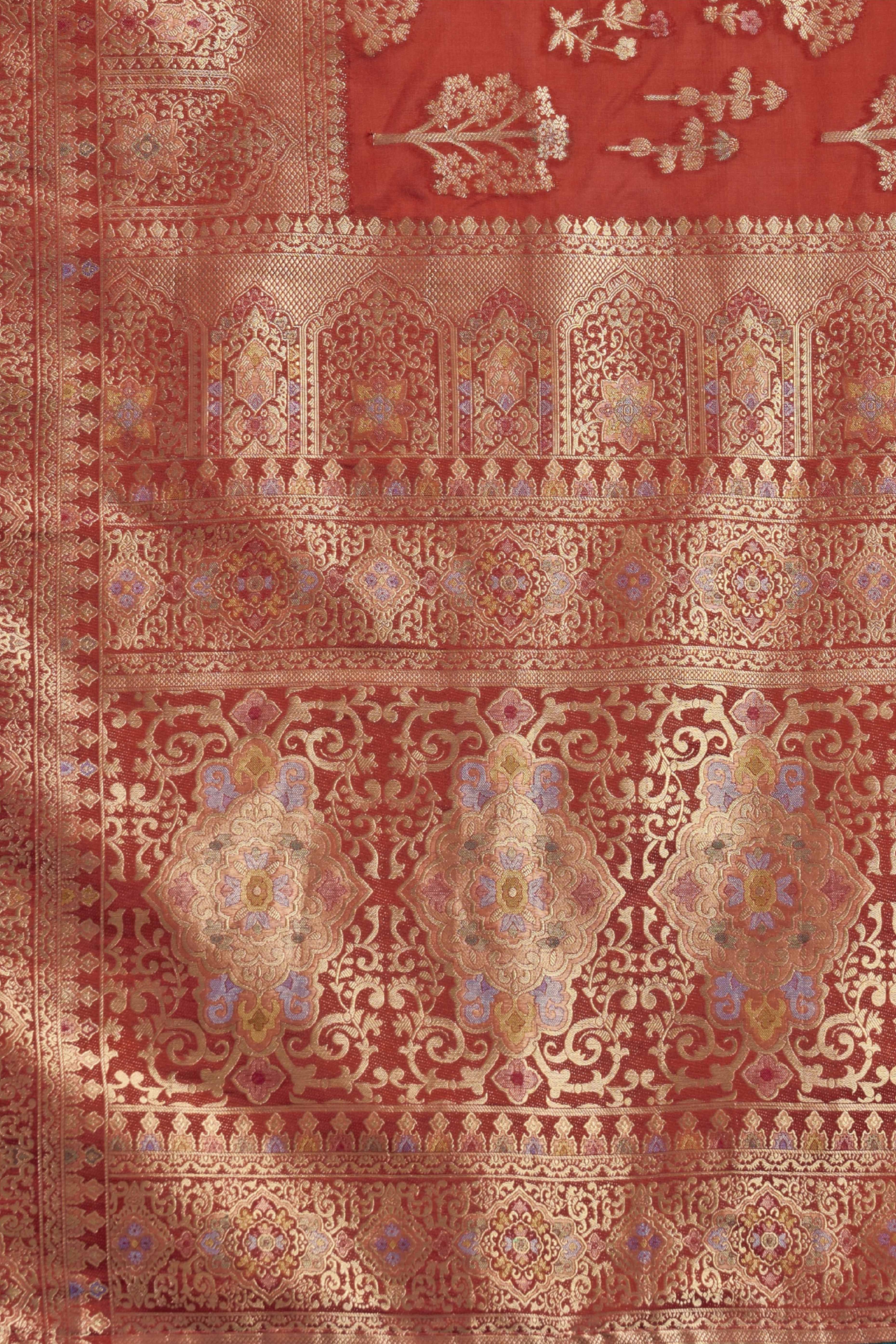 Maroon Traditional Pure Silk Saree Highlighted with Luxurious Meenakari Zari Weaving Accents