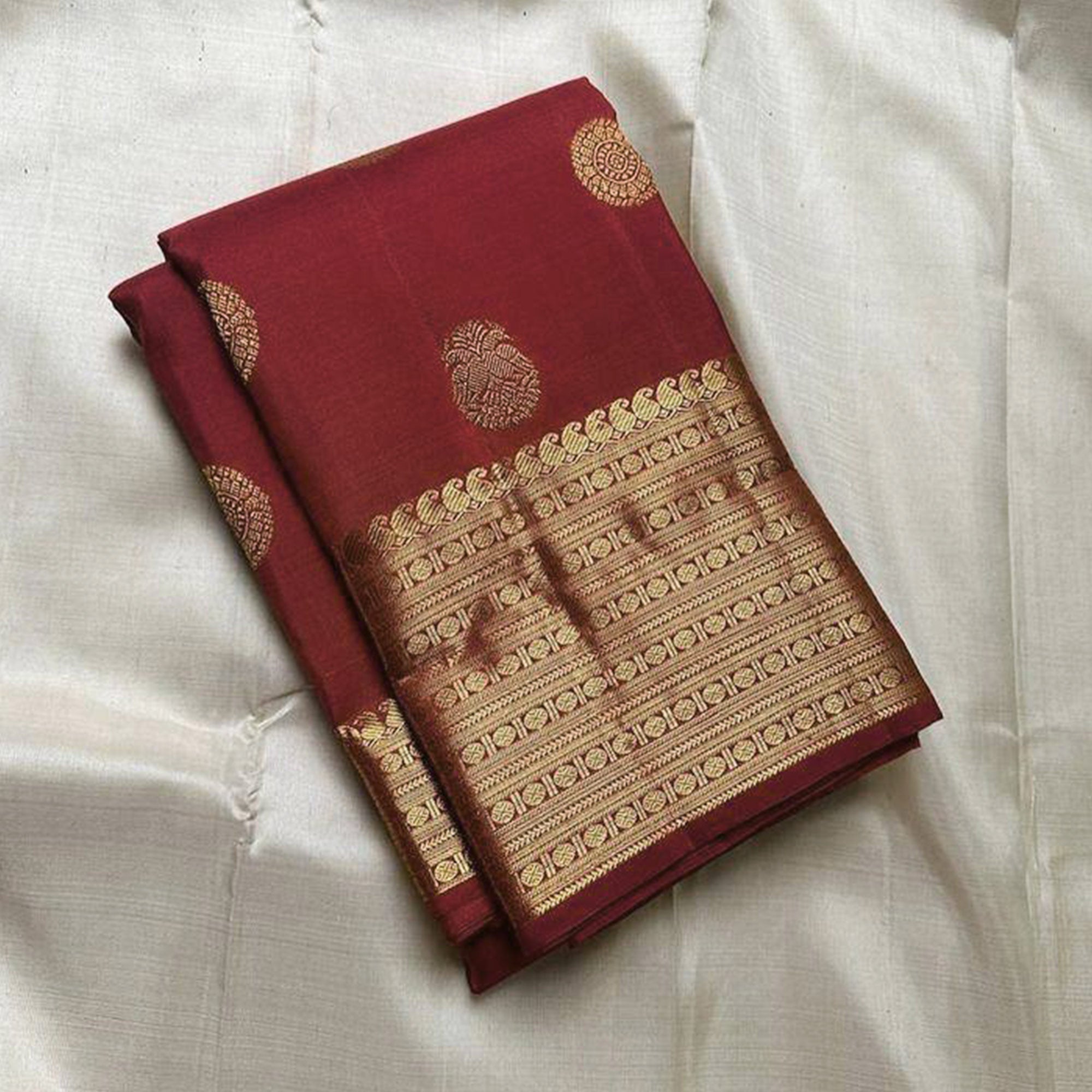 Maroon Floral Woven Lichi Banarasi Silk Saree