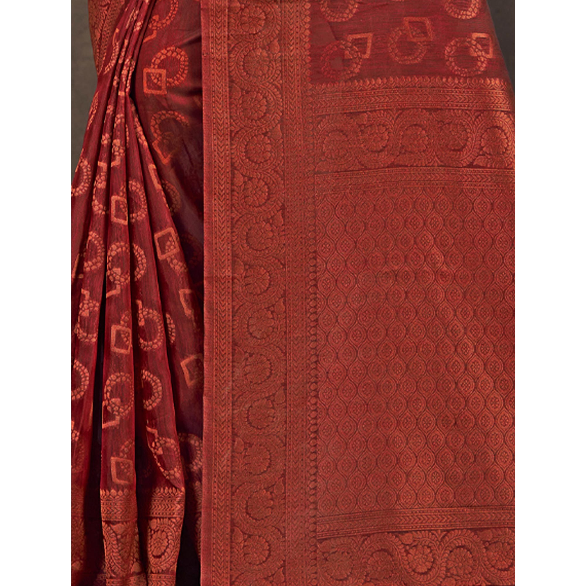 Maroon Woven Cotton Silk Saree